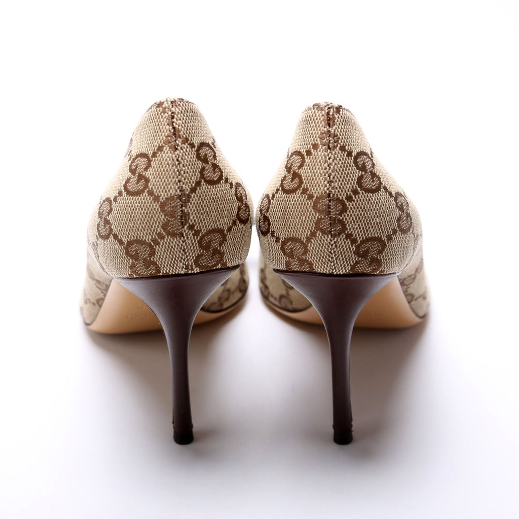 GG Canvas Bow Peep Toe Size 6.5