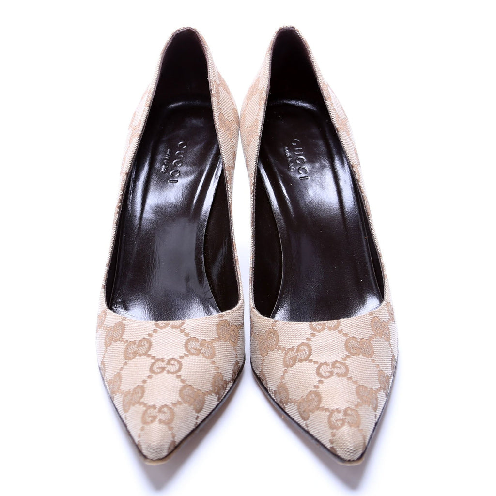 GG Canvas Bamboo Heels Size 6.5
