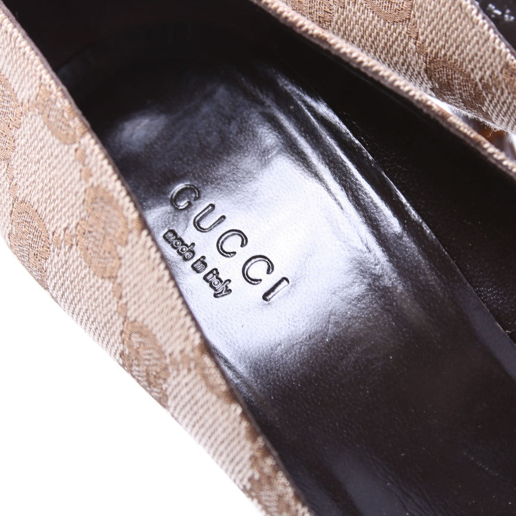 GG Canvas Bamboo Heels Size 6.5