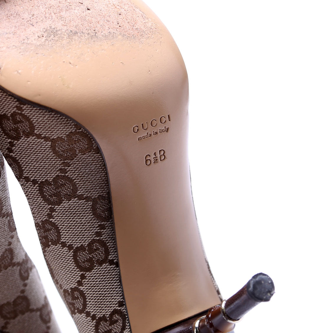 GG Canvas Bamboo Heels Size 6.5