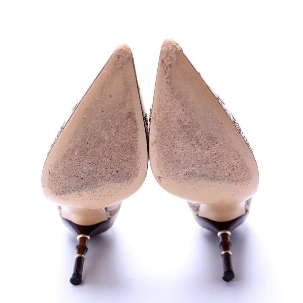 GG Canvas Bamboo Heels Size 6.5