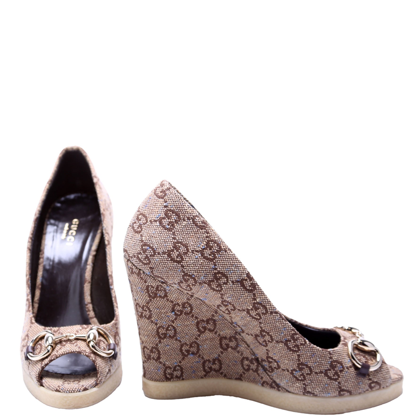 Horsebit Open Toe Wedge Pumps Size 36