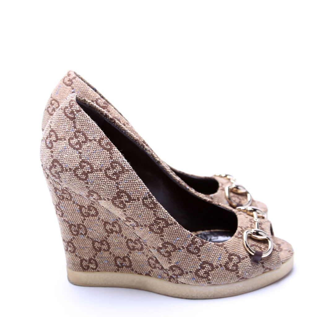 Horsebit Open Toe Wedge Pumps Size 36