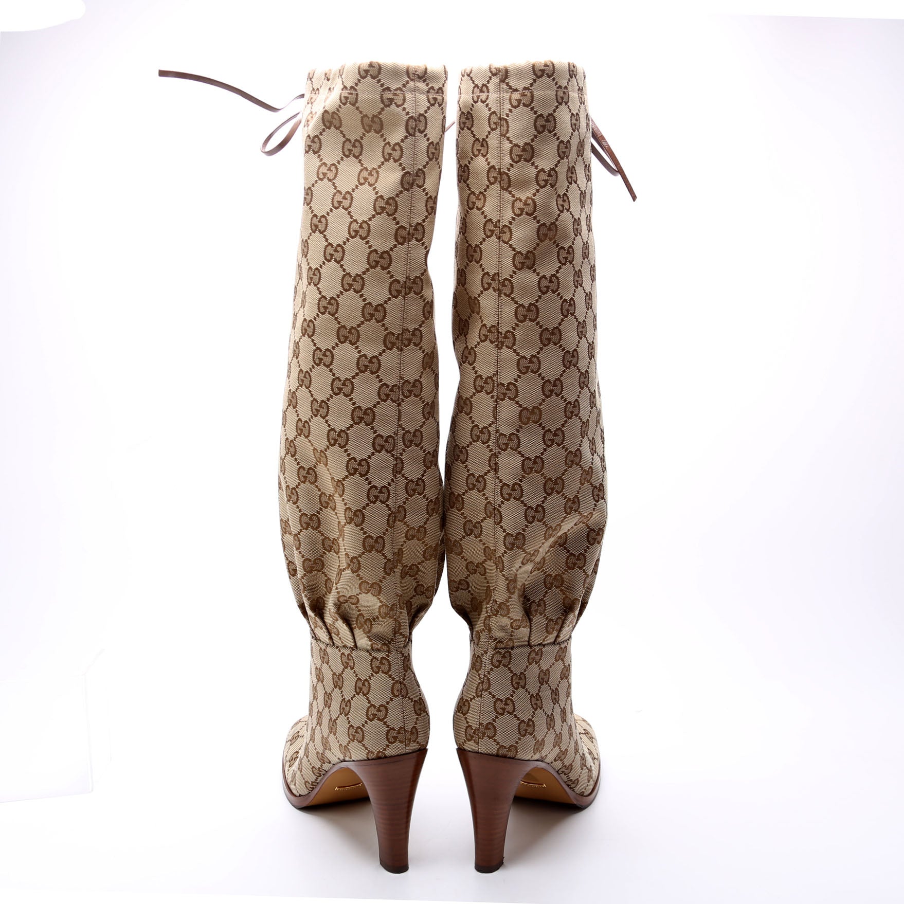 GG Canvas Knee High Drawstring Boots Size 40.5