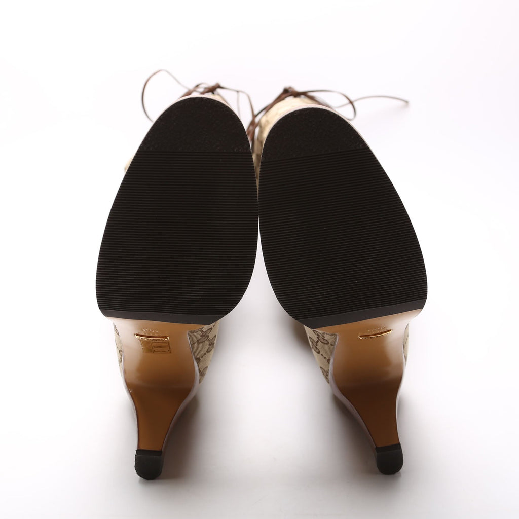 GG Canvas Knee High Drawstring Boots Size 40.5