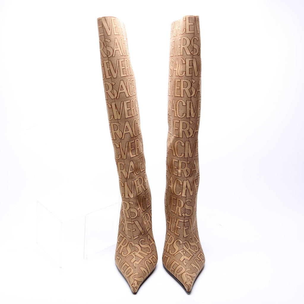 Logo All Over Knee-High Boots Size 40