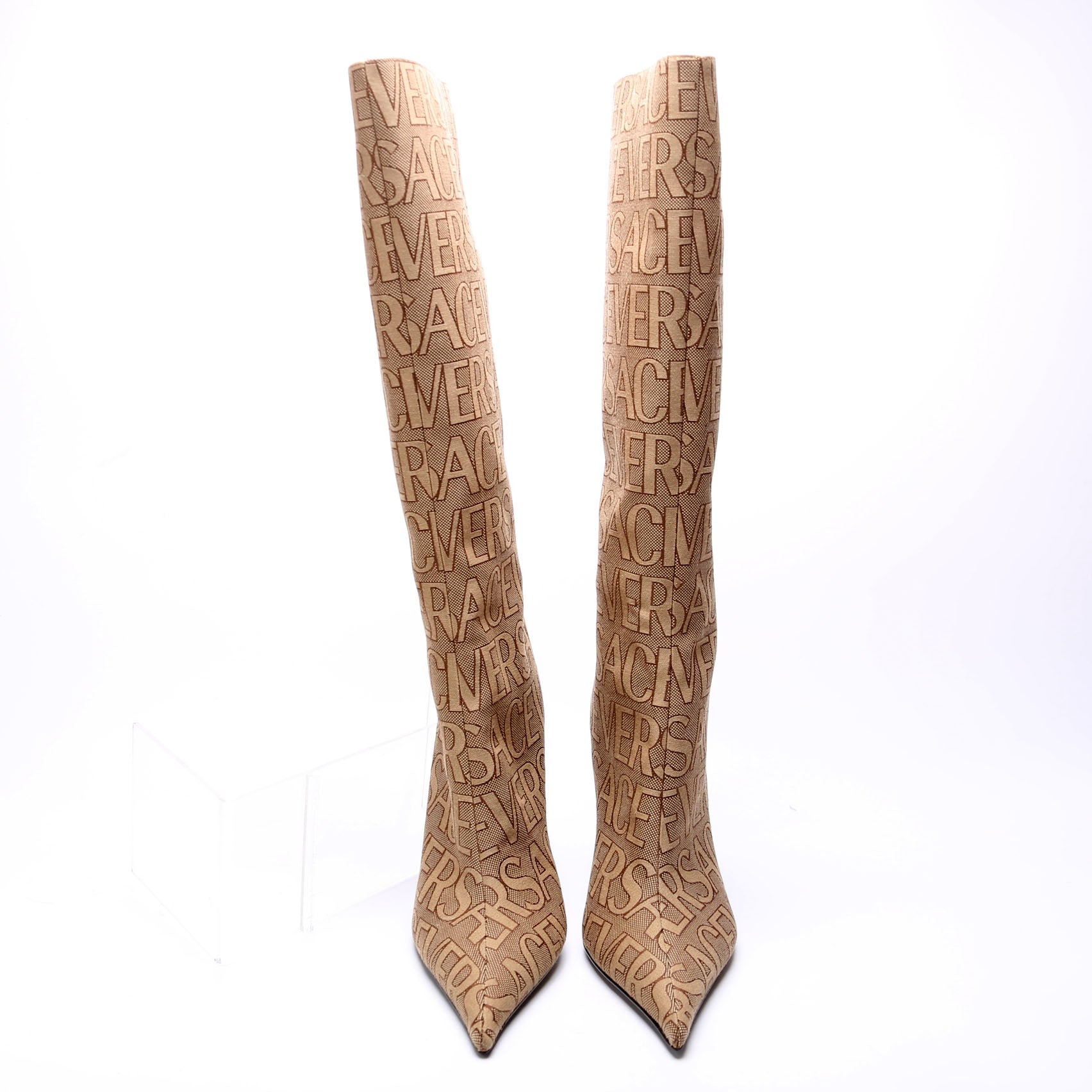 Logo All Over Knee-High Boots Size 40