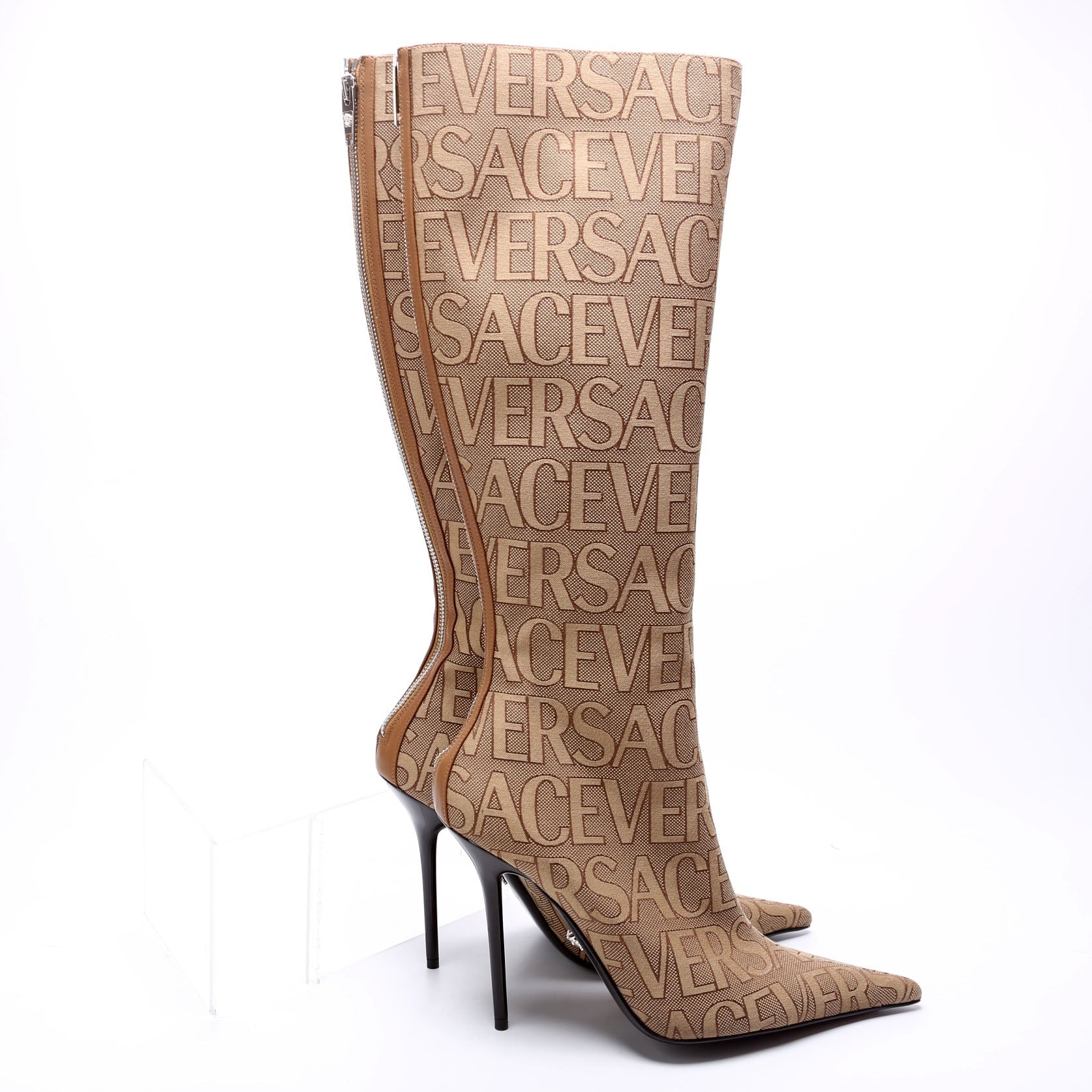 Logo All Over Knee-High Boots Size 40