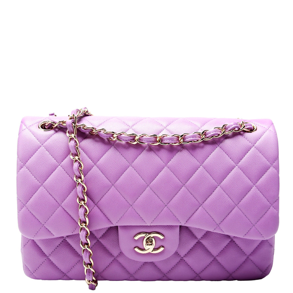Classic Flap Jumbo Caviar RFID Purple