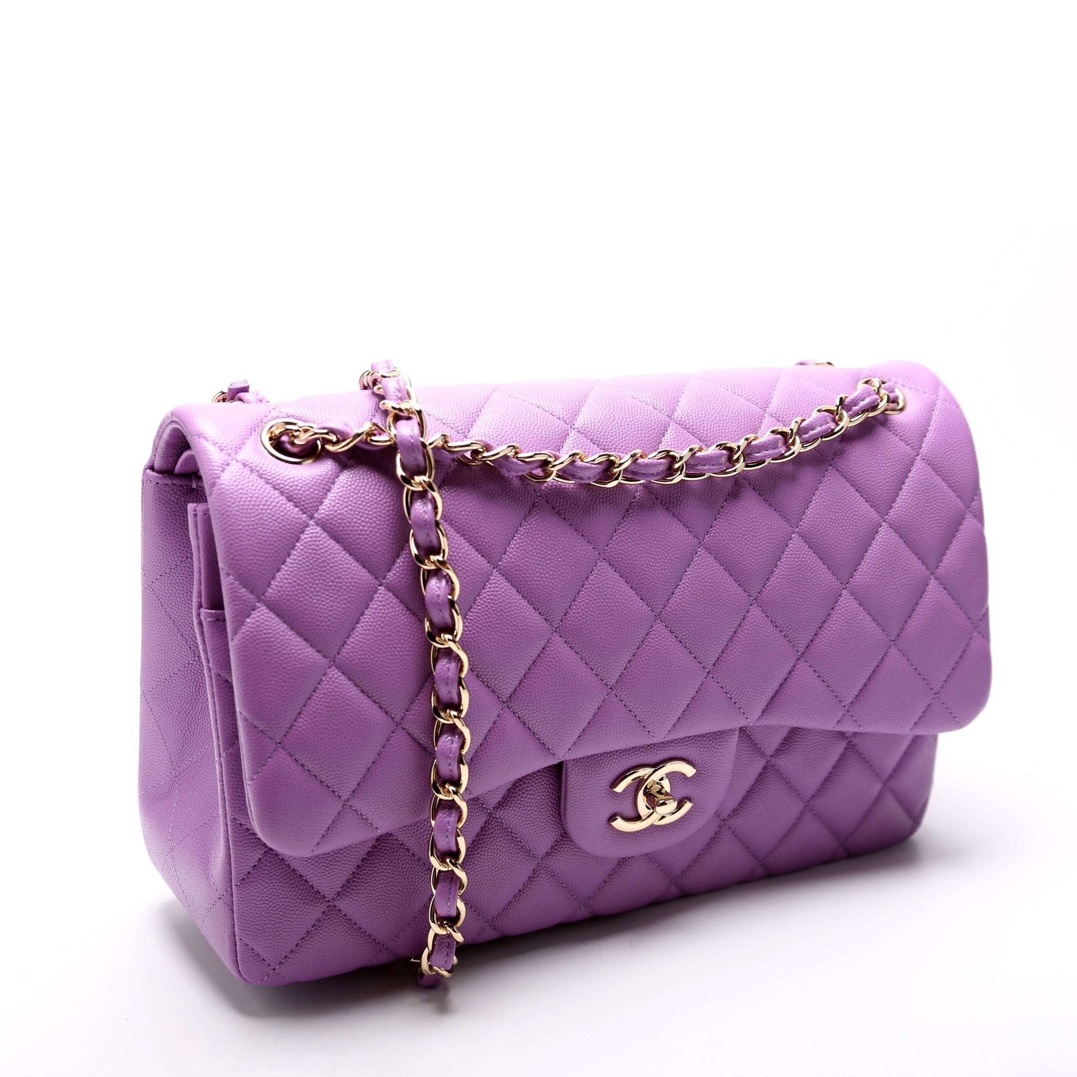 Classic Flap Jumbo Caviar RFID Purple