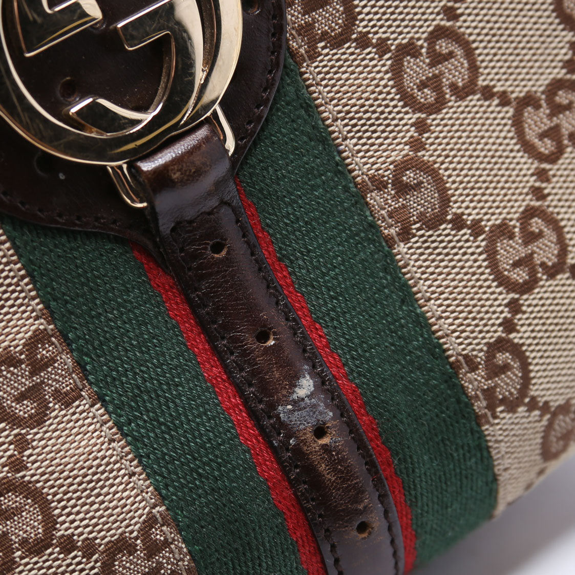 114369 GG Supreme Web Reins Hobo Brown
