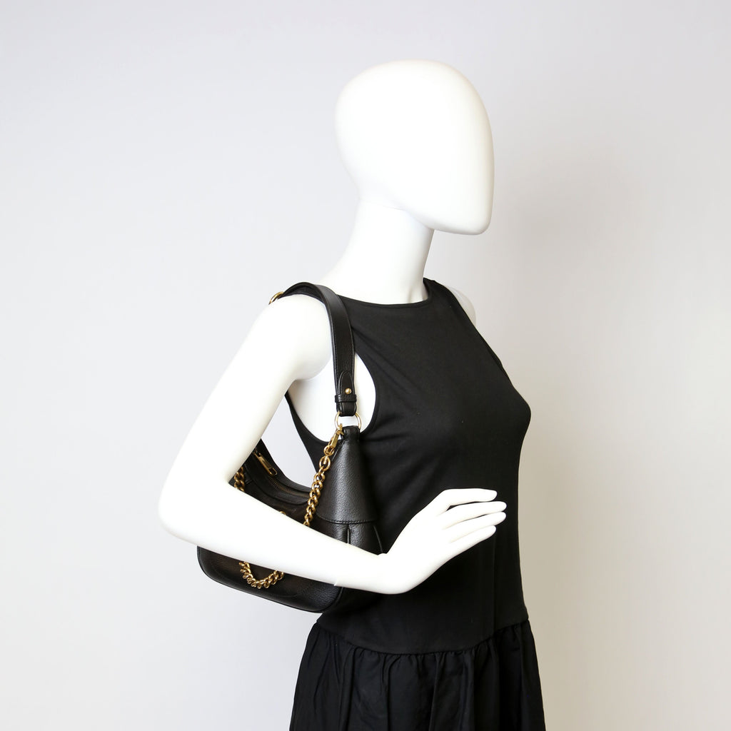 731817 Aphrodite Leather Small Shoulder Black