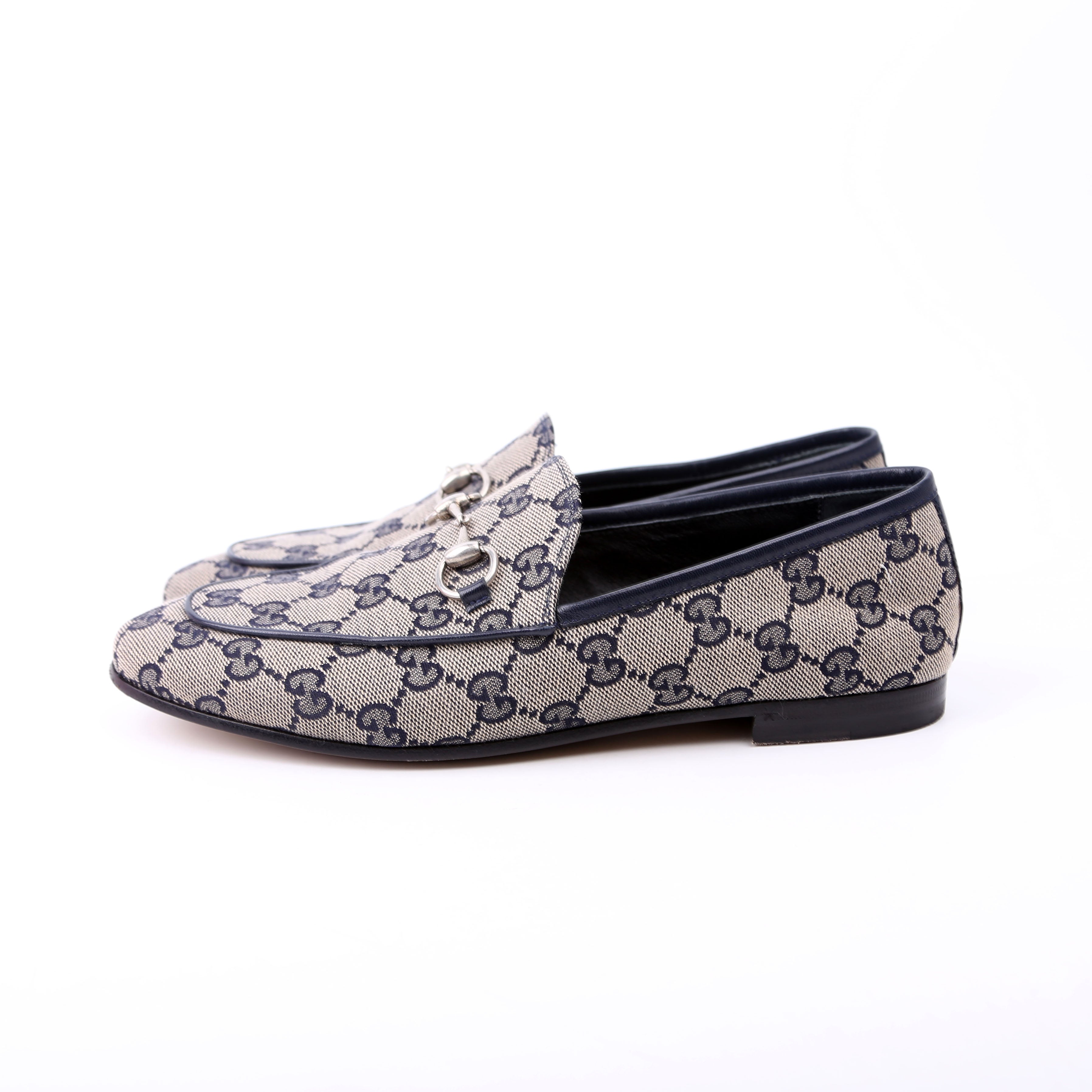 Jordaan GG Canvas Loafers Size 37 Navy