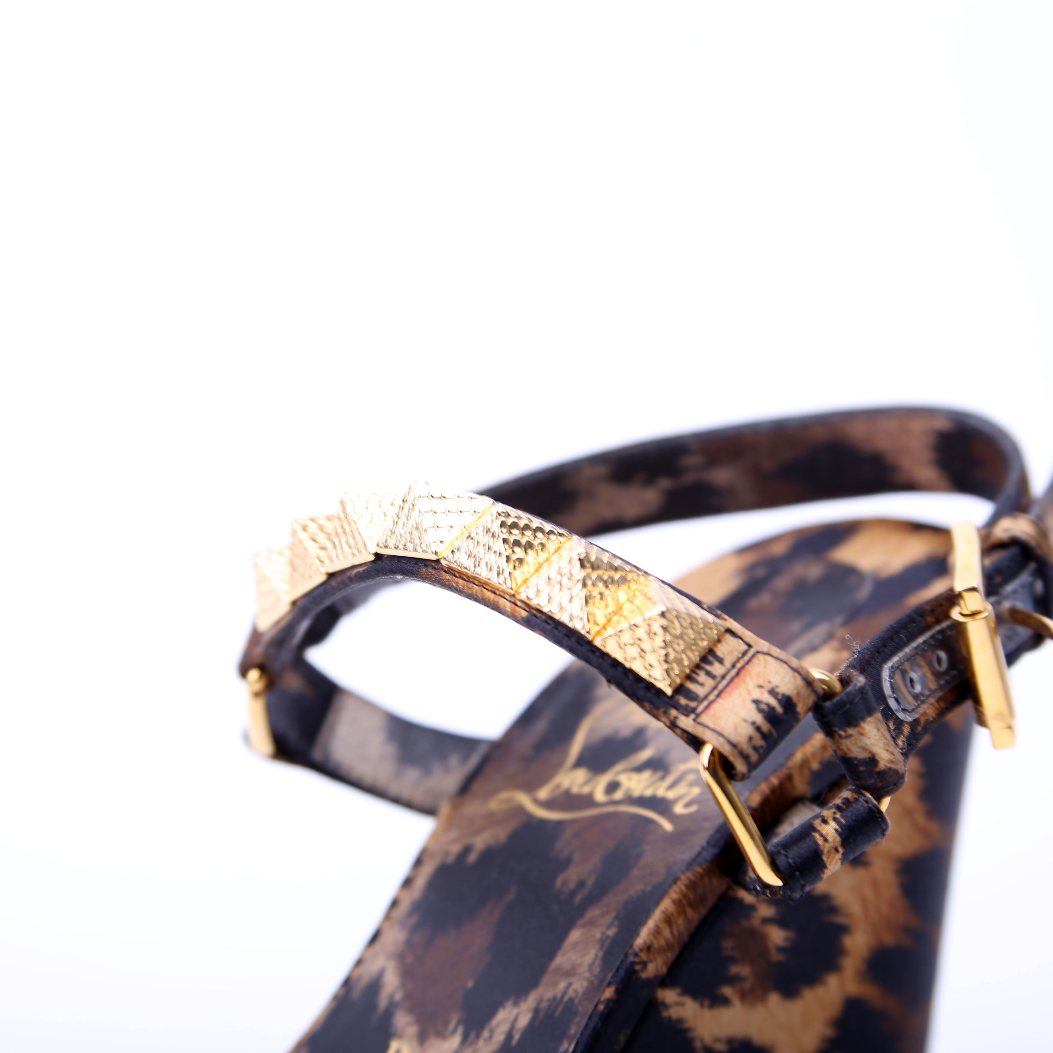 Pyraclou 100MM Sandal Wedges Size 38 Cheetah