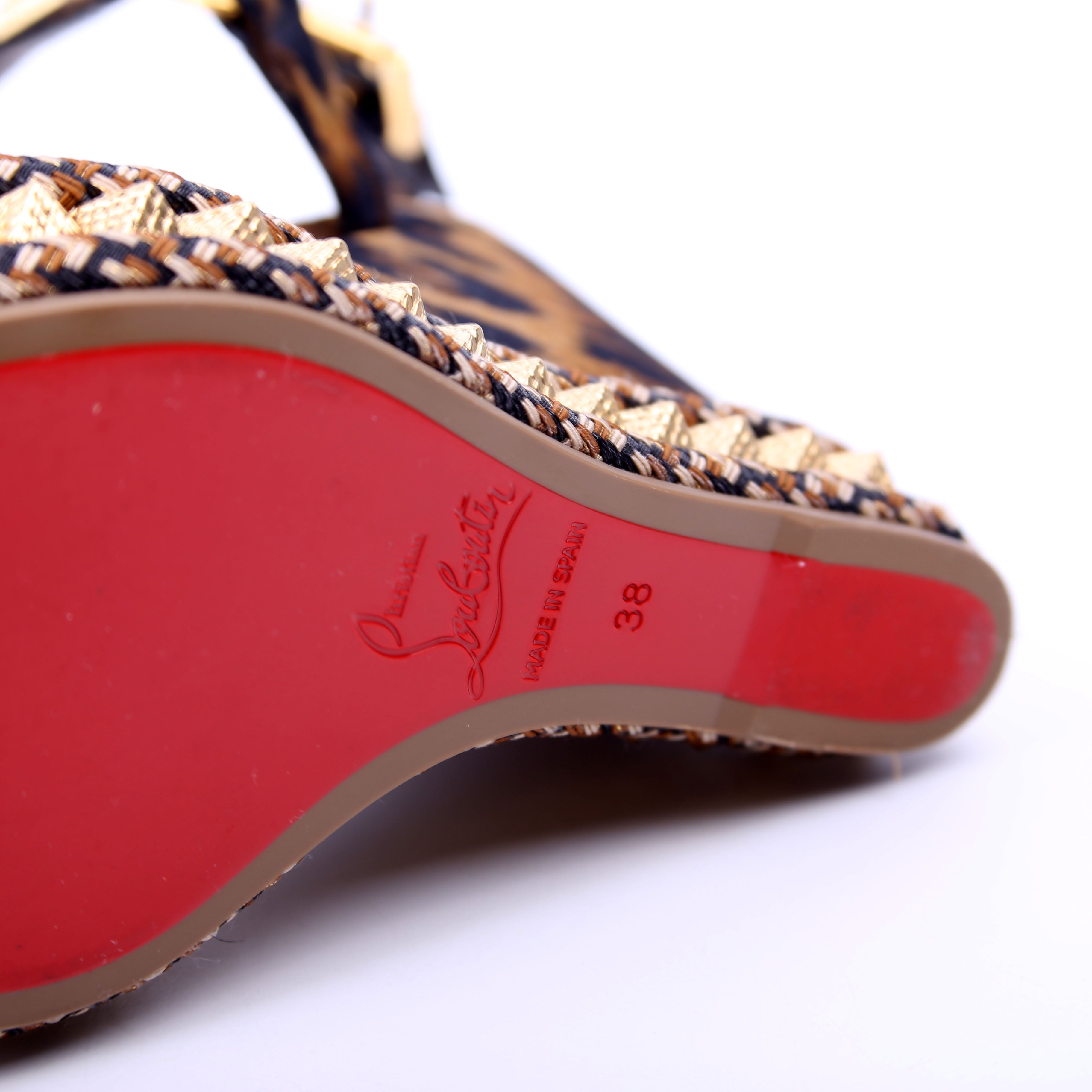Pyraclou 100MM Sandal Wedges Size 38 Cheetah