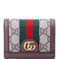 523155 Ophidia GG Card Case Wallet Brown