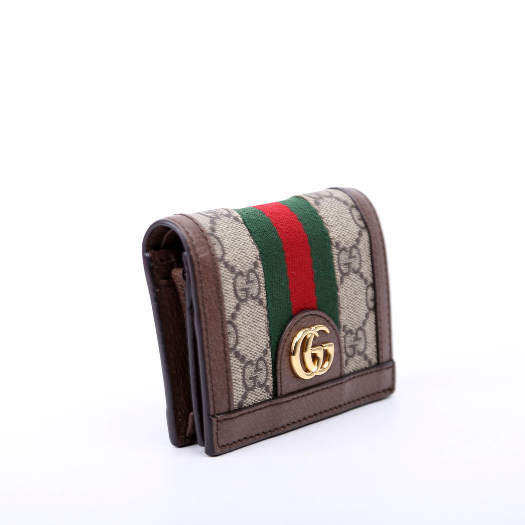 523155 Ophidia GG Card Case Wallet Brown