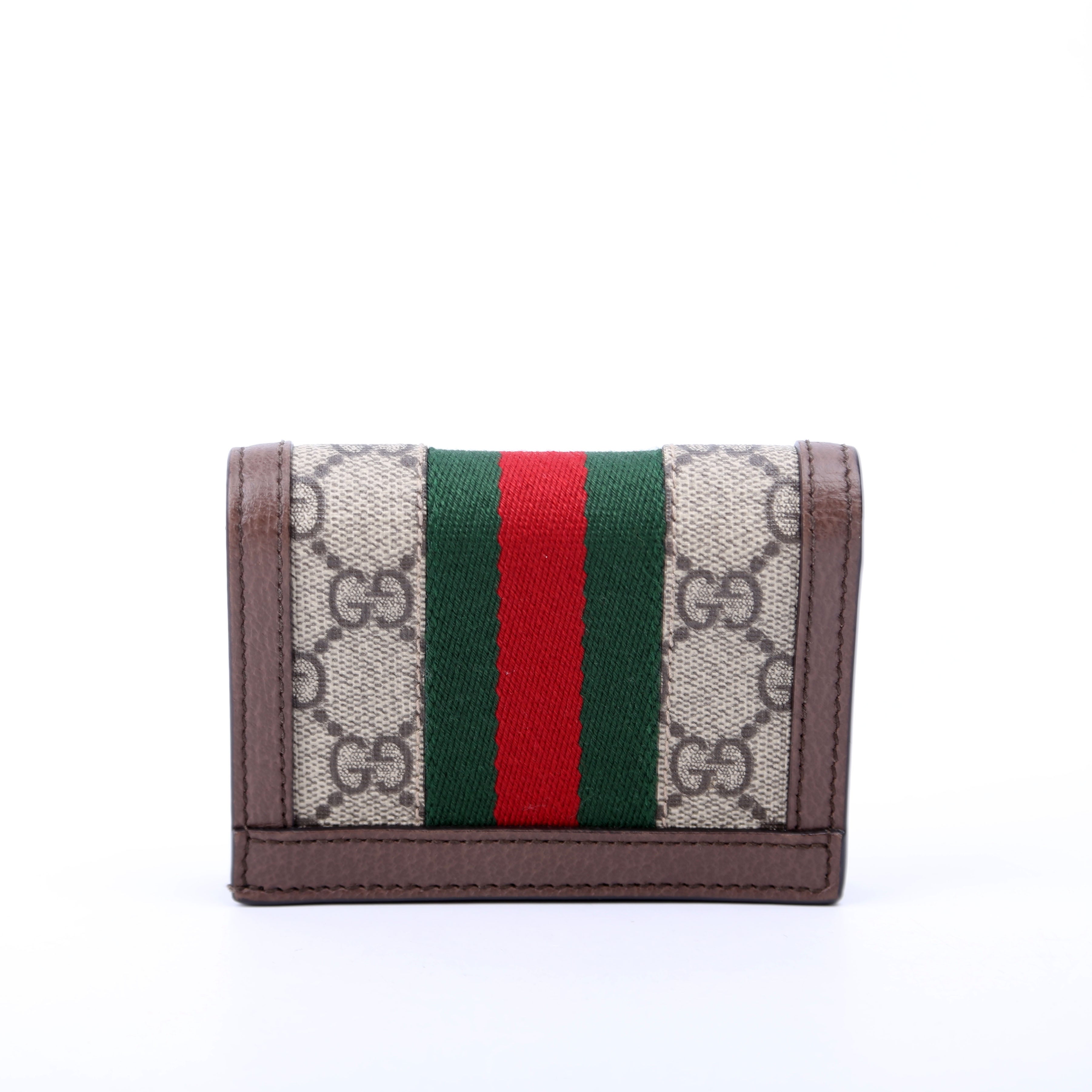 523155 Ophidia GG Card Case Wallet Brown