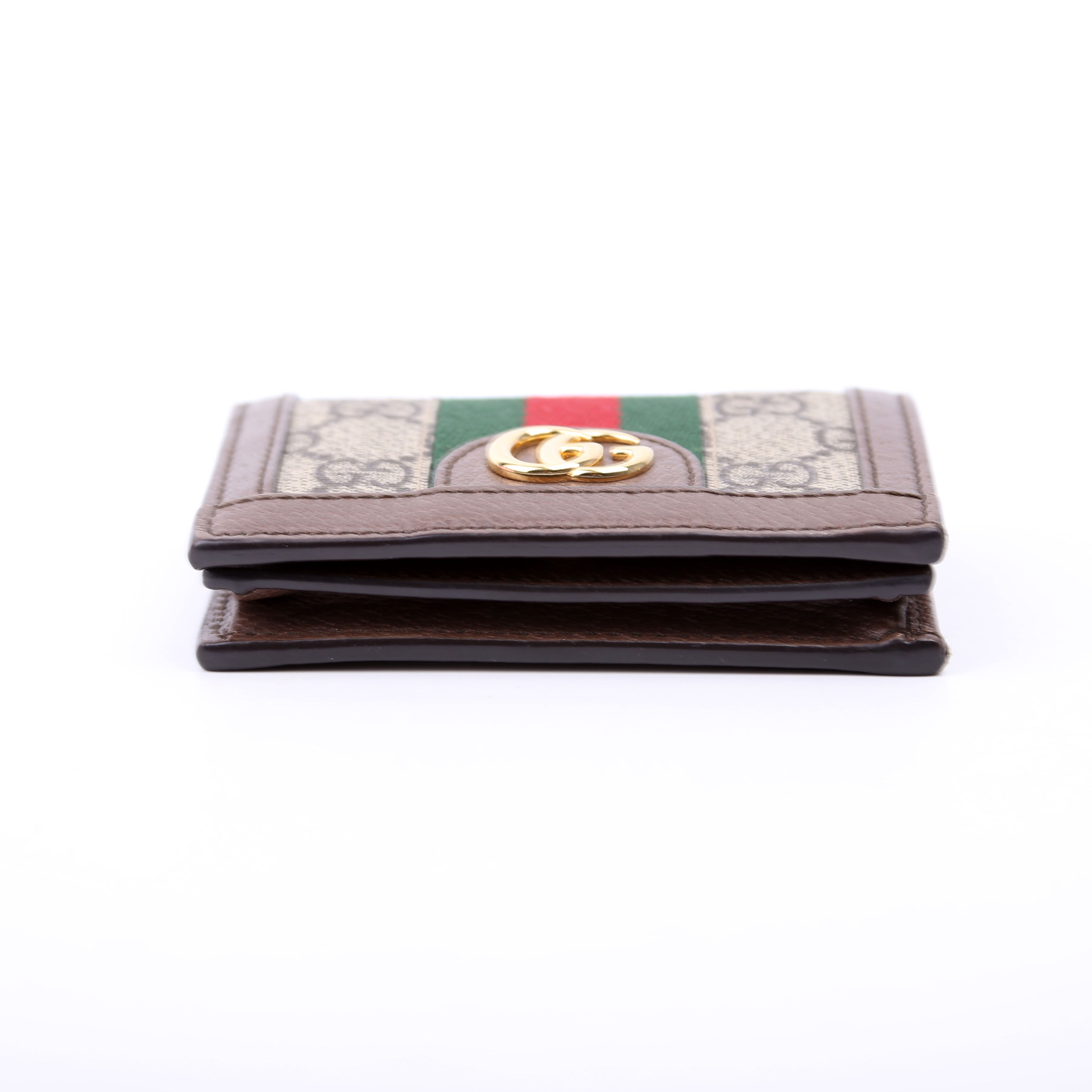 523155 Ophidia GG Card Case Wallet Brown