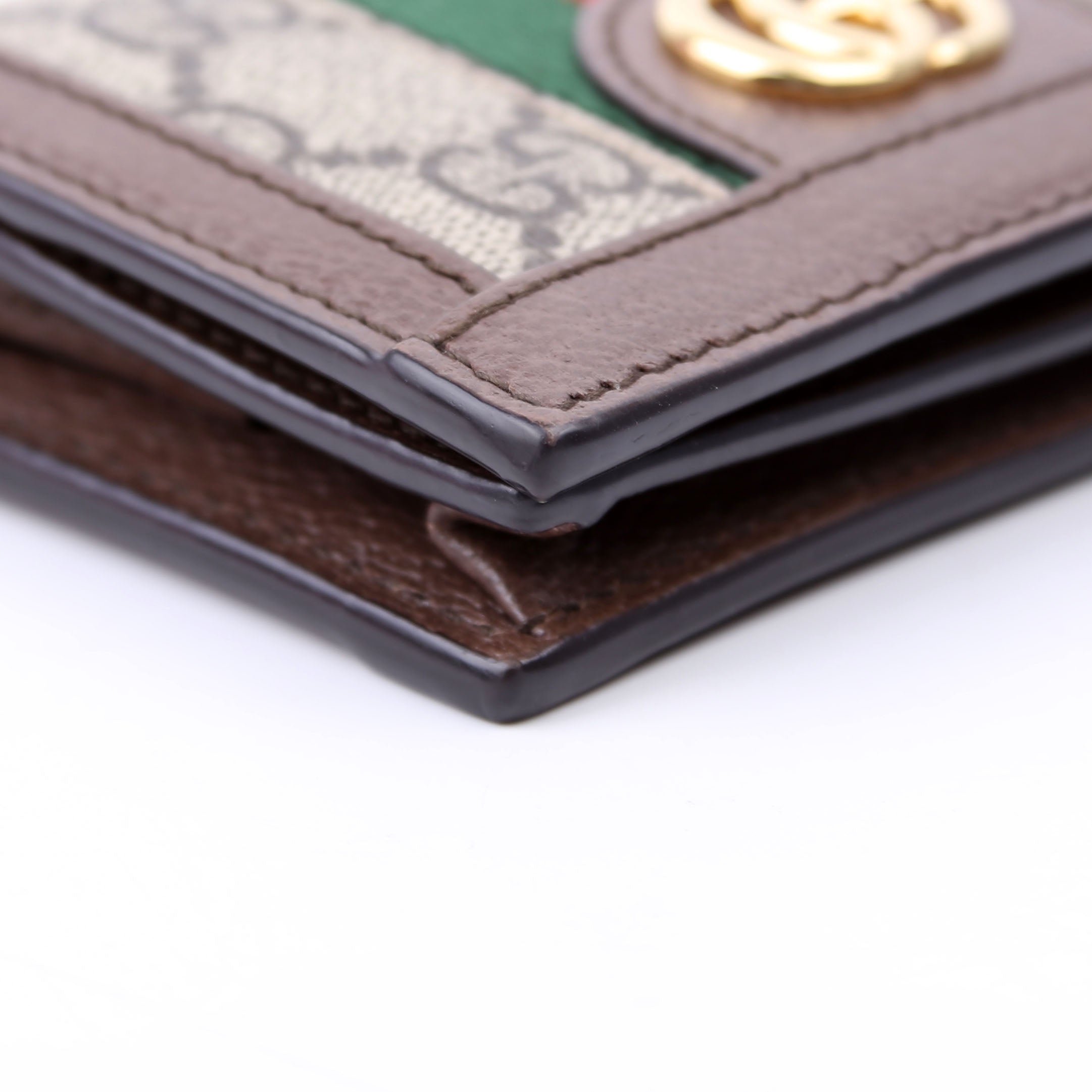 523155 Ophidia GG Card Case Wallet Brown