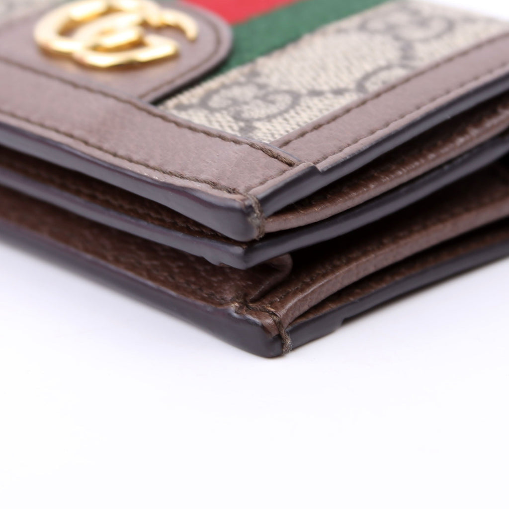 523155 Ophidia GG Card Case Wallet Brown