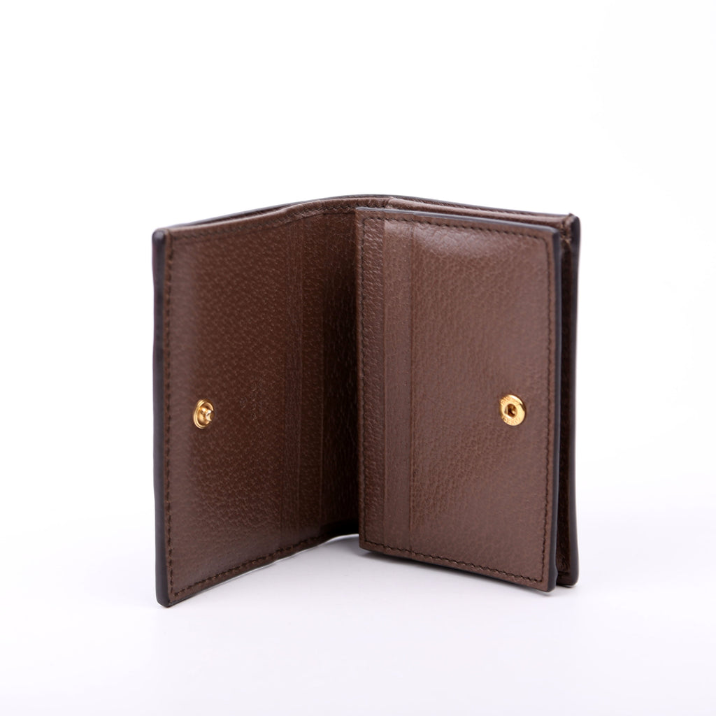 523155 Ophidia GG Card Case Wallet Brown