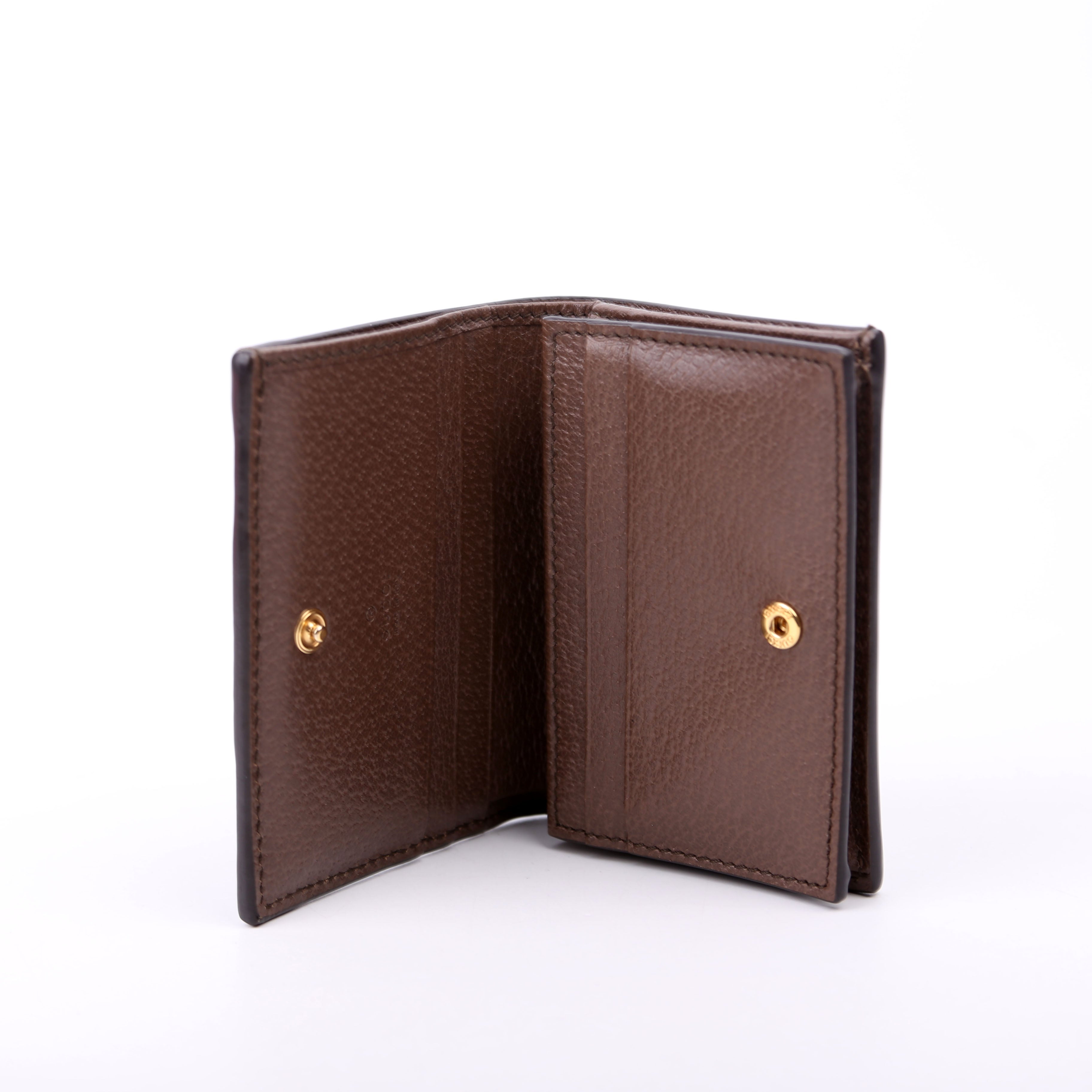523155 Ophidia GG Card Case Wallet Brown