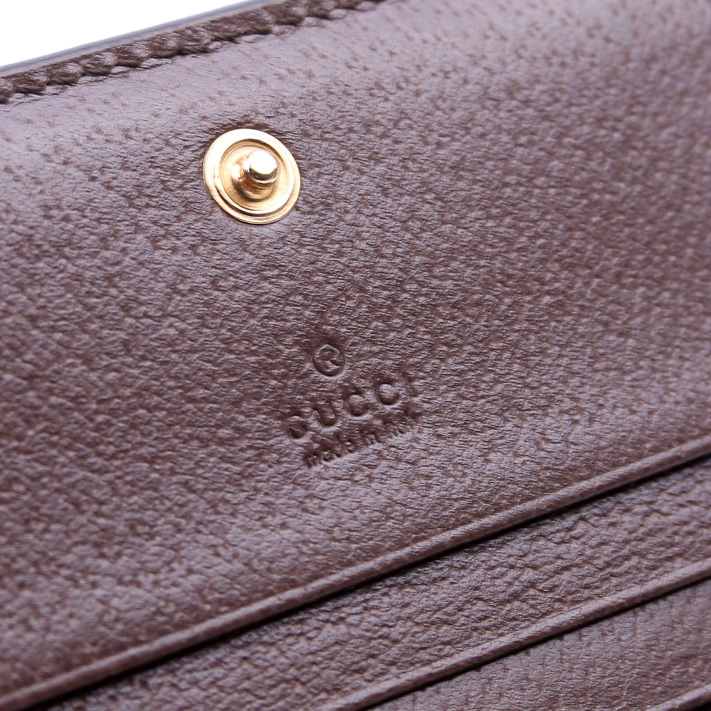 523155 Ophidia GG Card Case Wallet Brown