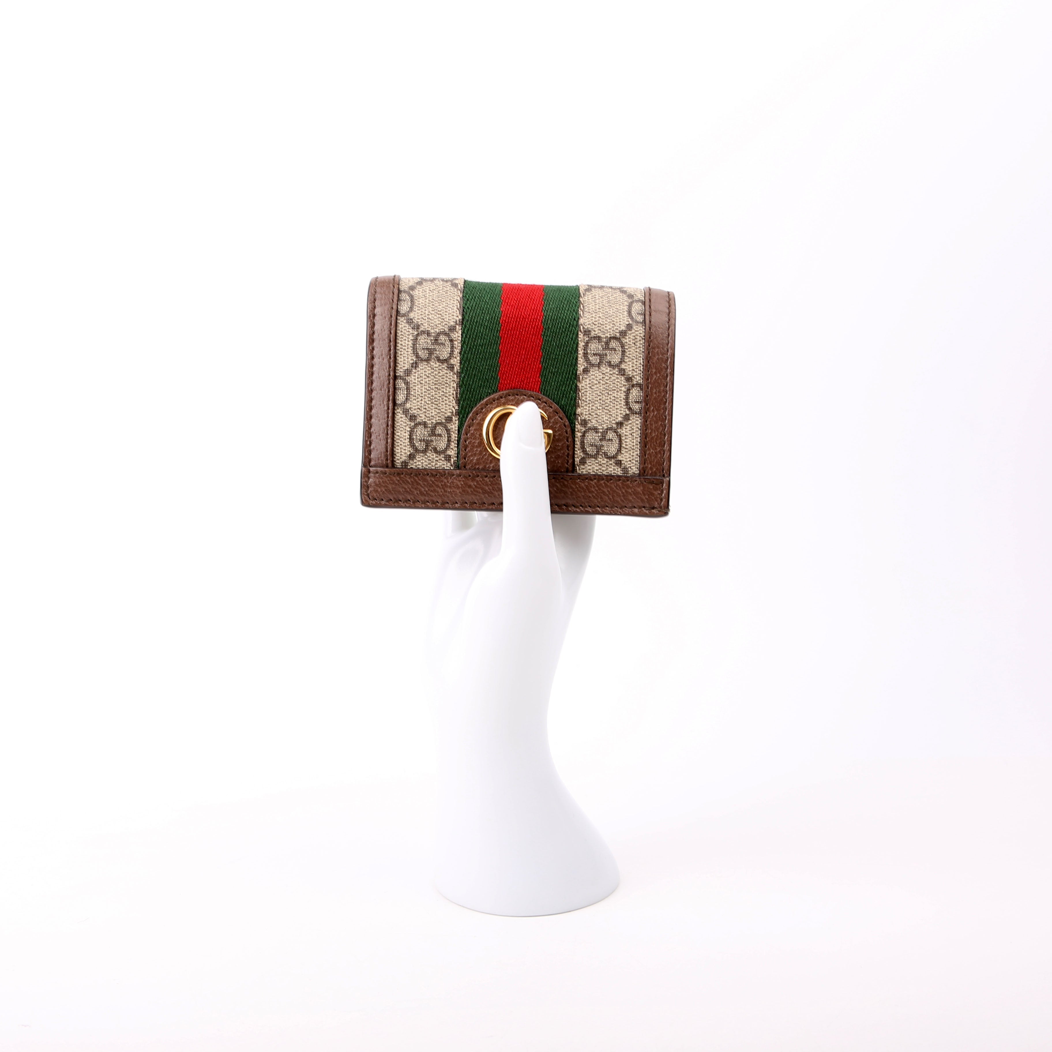 523155 Ophidia GG Card Case Wallet Brown