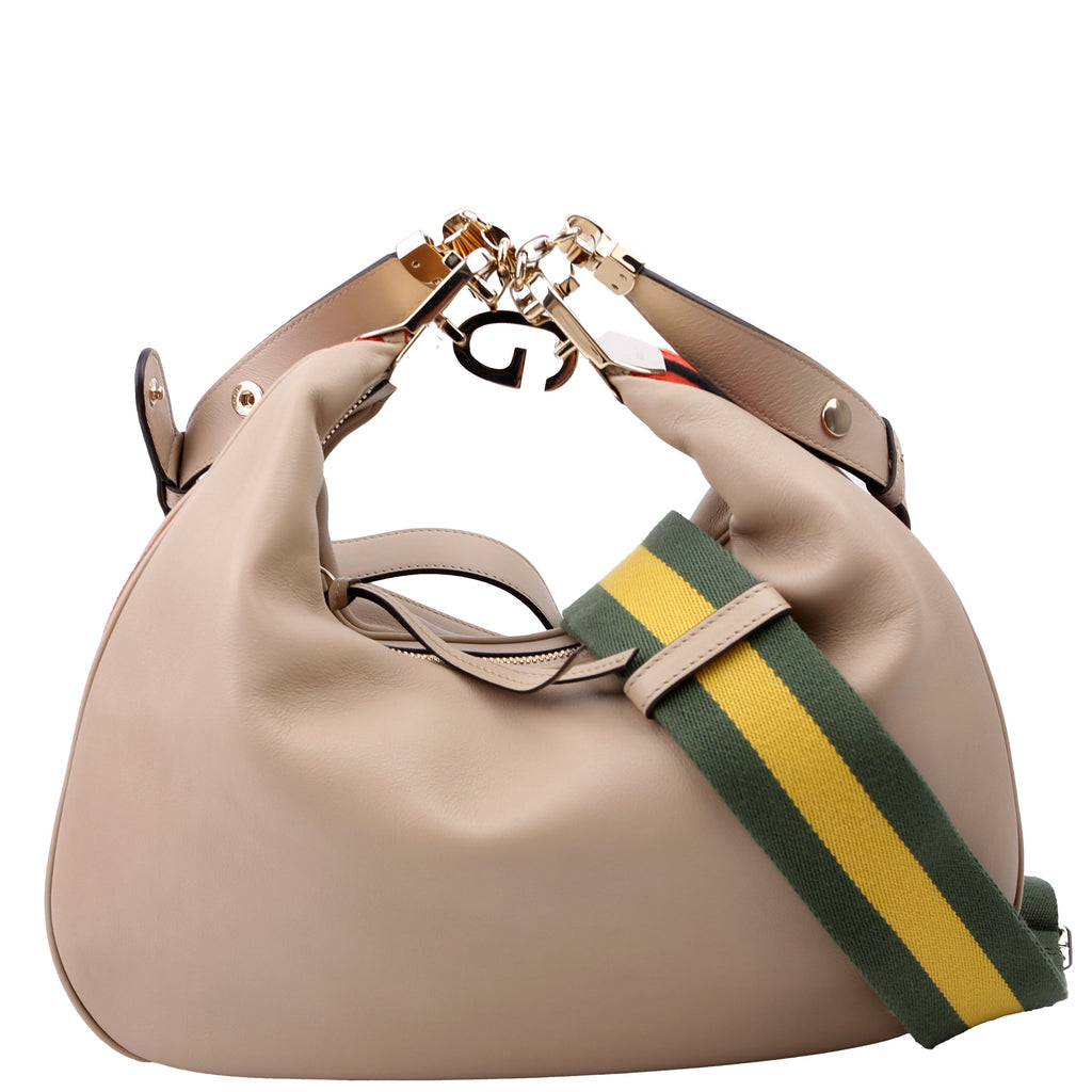 Gucci 702823 Leather Attache Shoulder Bag Large Taupe