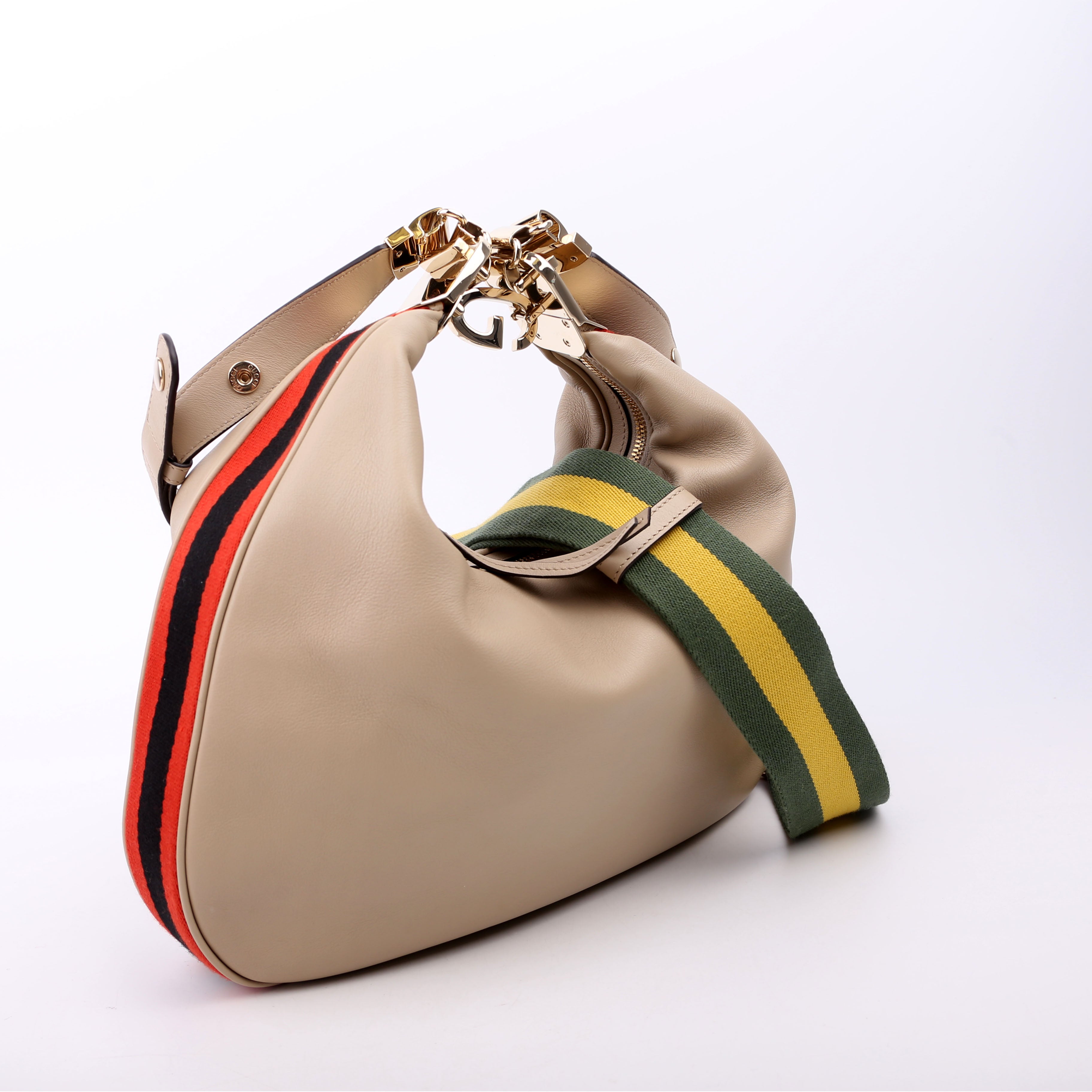Gucci 702823 Leather Attache Shoulder Bag Large Taupe