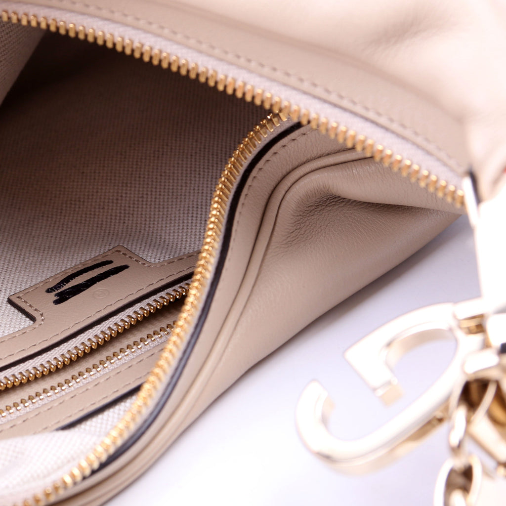Gucci 702823 Leather Attache Shoulder Bag Large Taupe