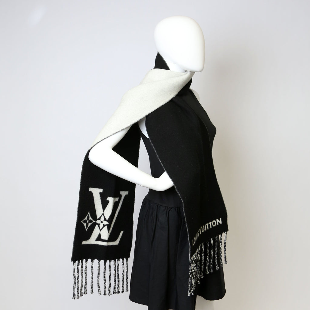 Smash Wool Muffler Scarf Black/White