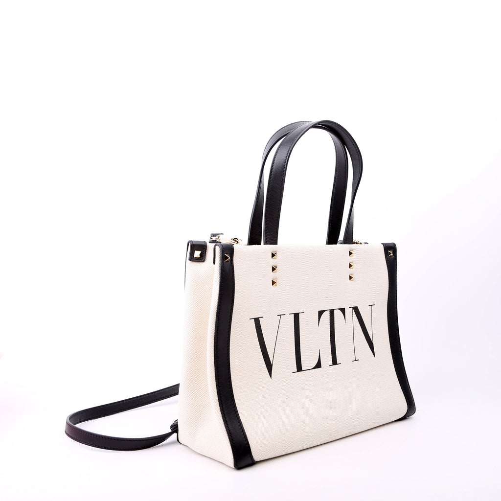 VLTN Canvas Tote Small White/Black