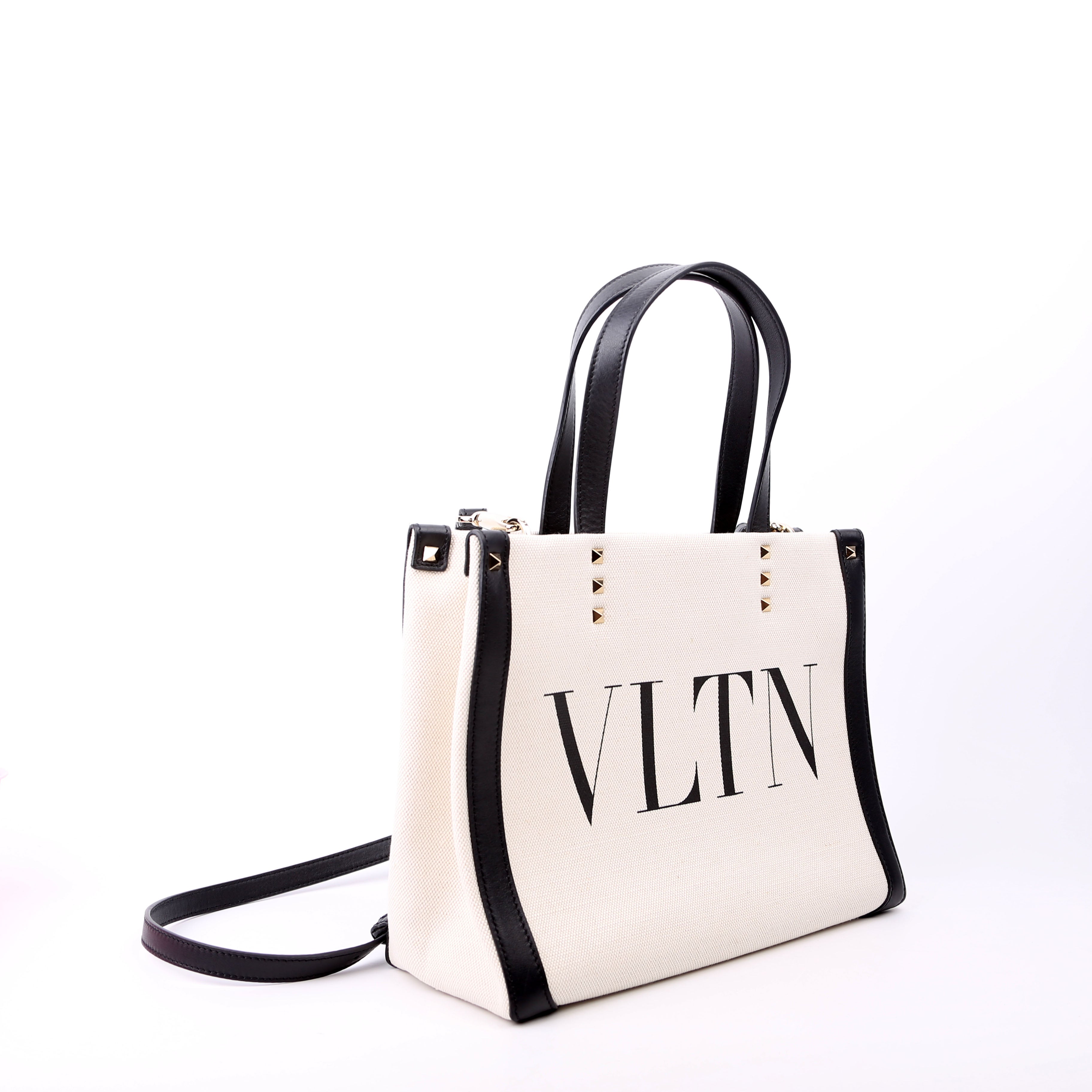 VLTN Canvas Tote Small White/Black