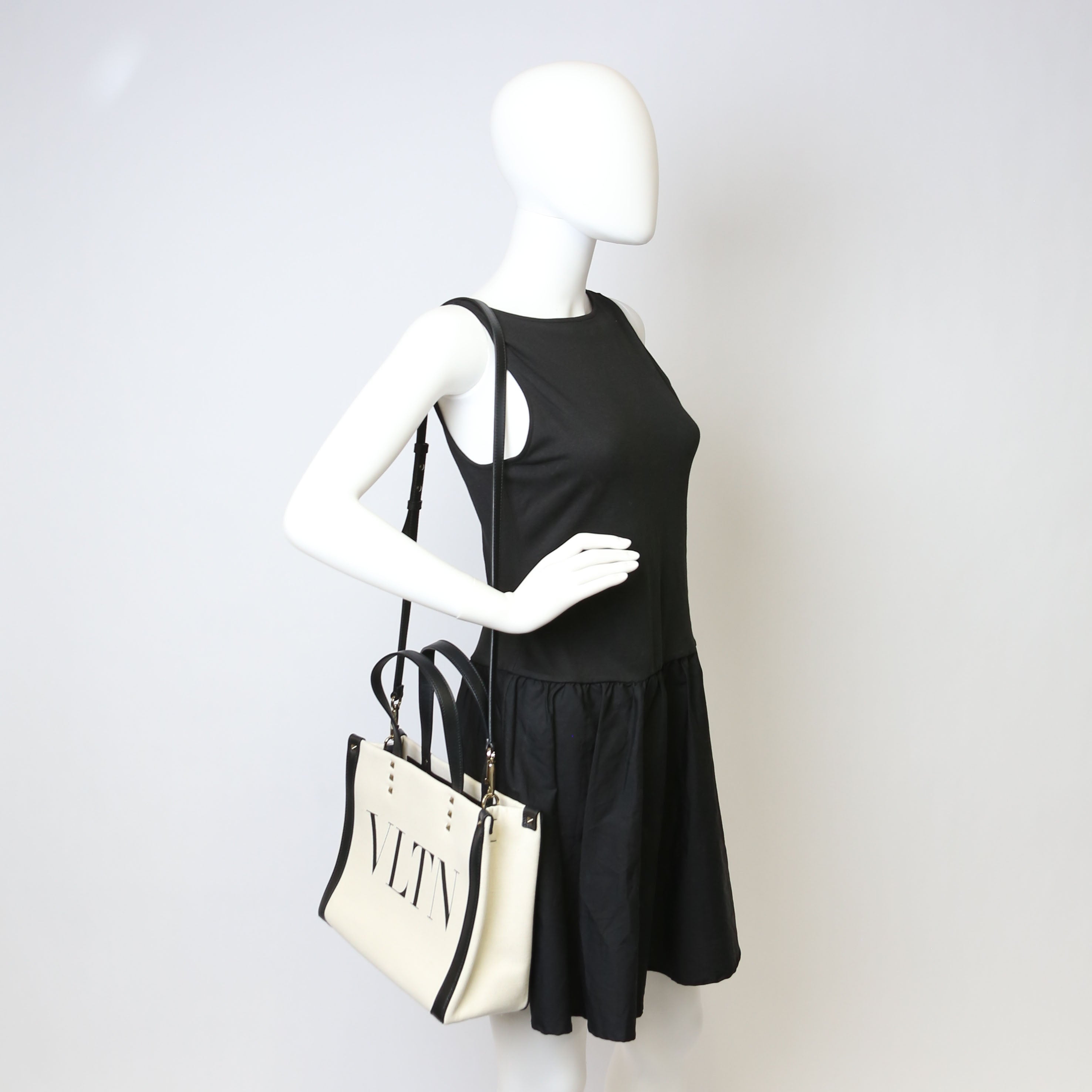 VLTN Canvas Tote Small White/Black