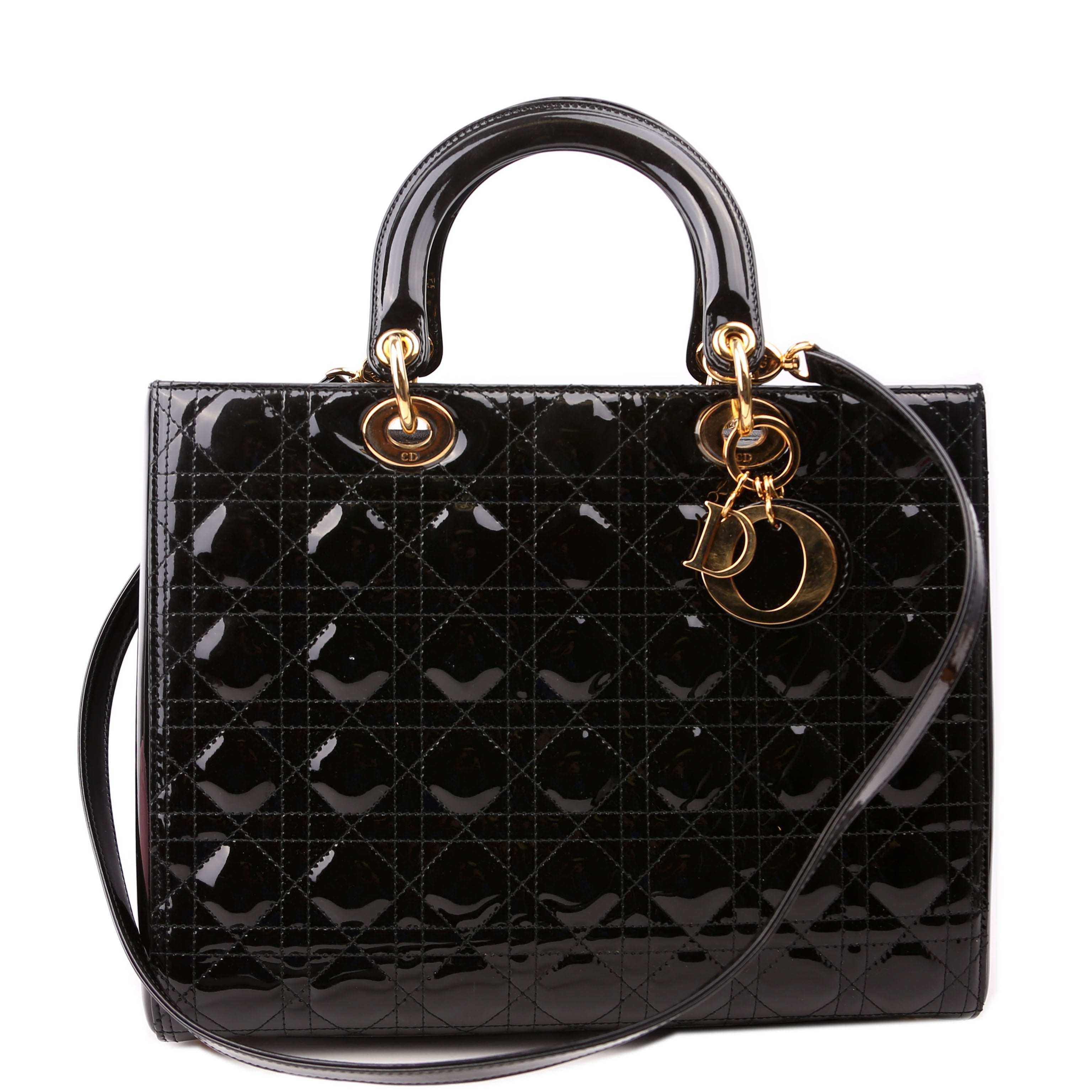 Lady Dior Large Patent Black