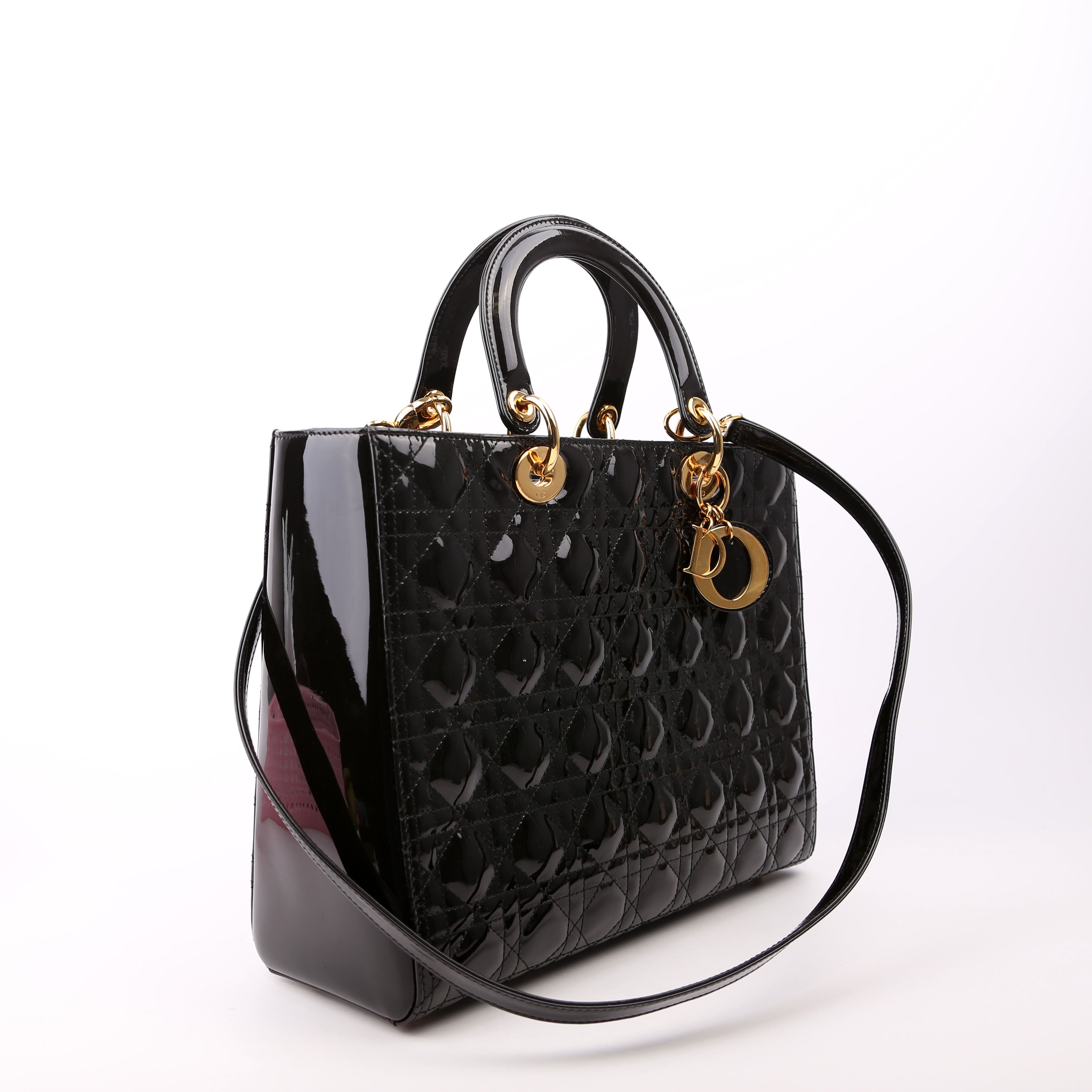 Lady Dior Large Patent Black