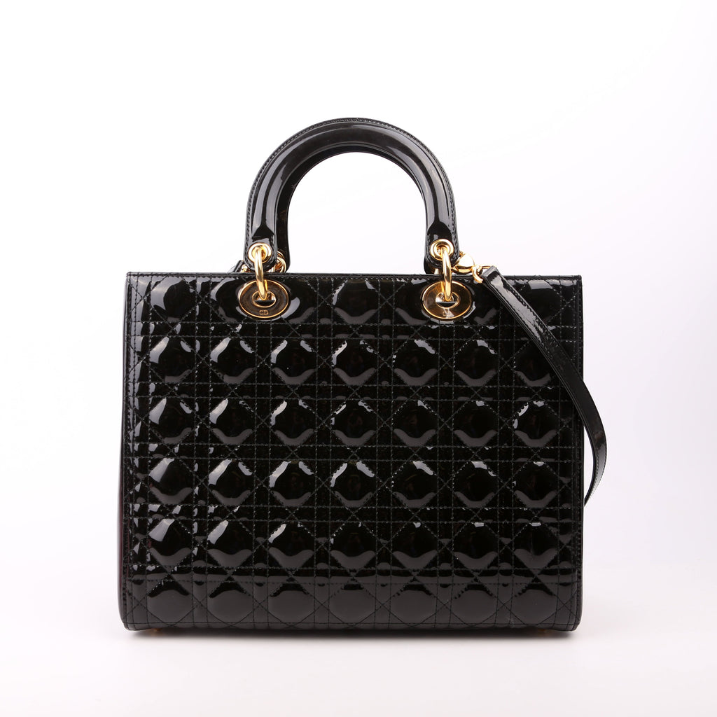 Lady Dior Large Patent Black