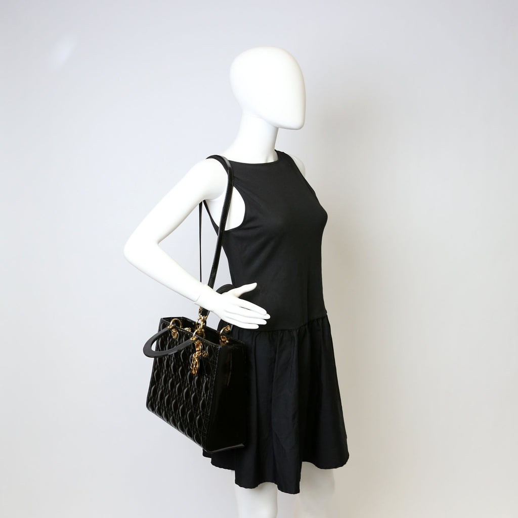 Lady Dior Large Patent Black
