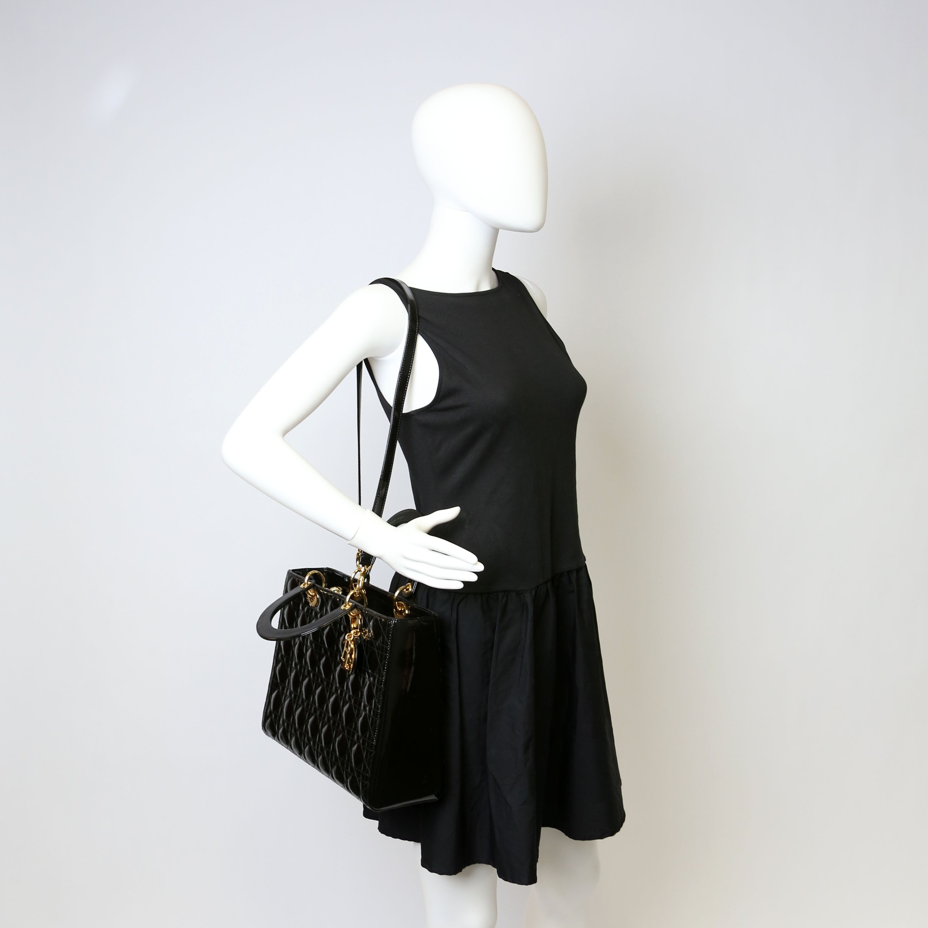 Lady Dior Large Patent Black