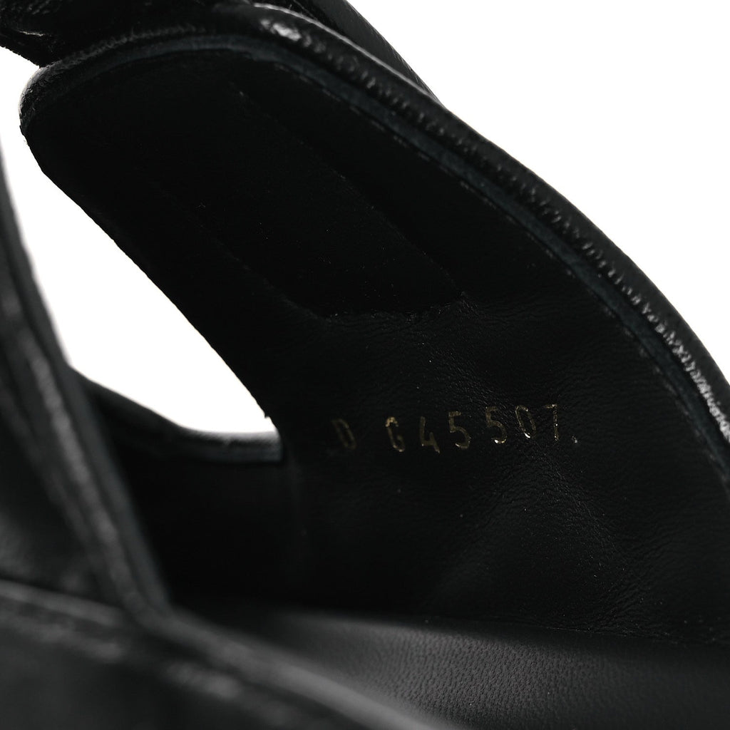 Lambskin Quilted Velcro Dad Chain CC Slide Sandals 38.5 Black