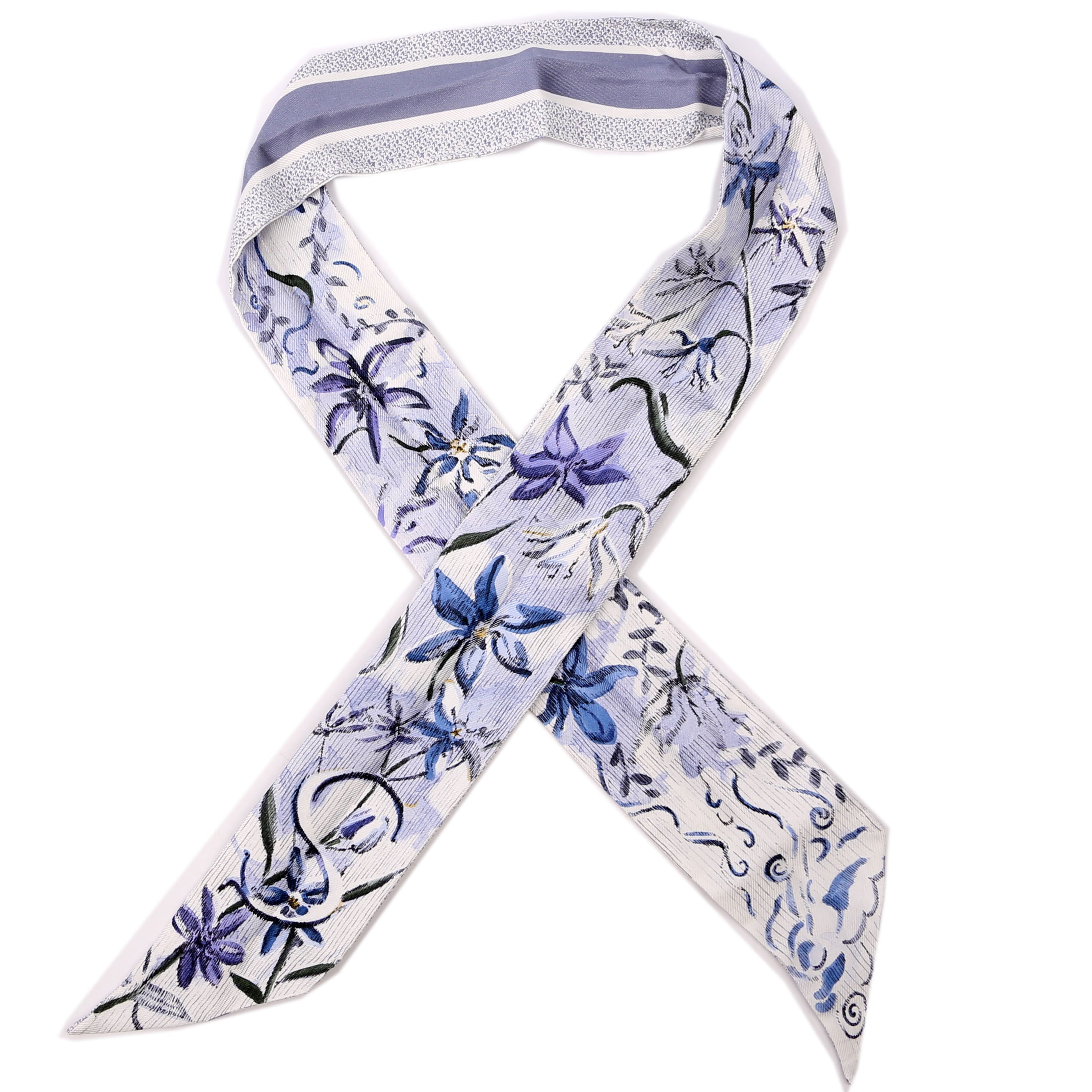 Toile De Jouy Mitzah Twilly Silk Scarf Periwinkle/White