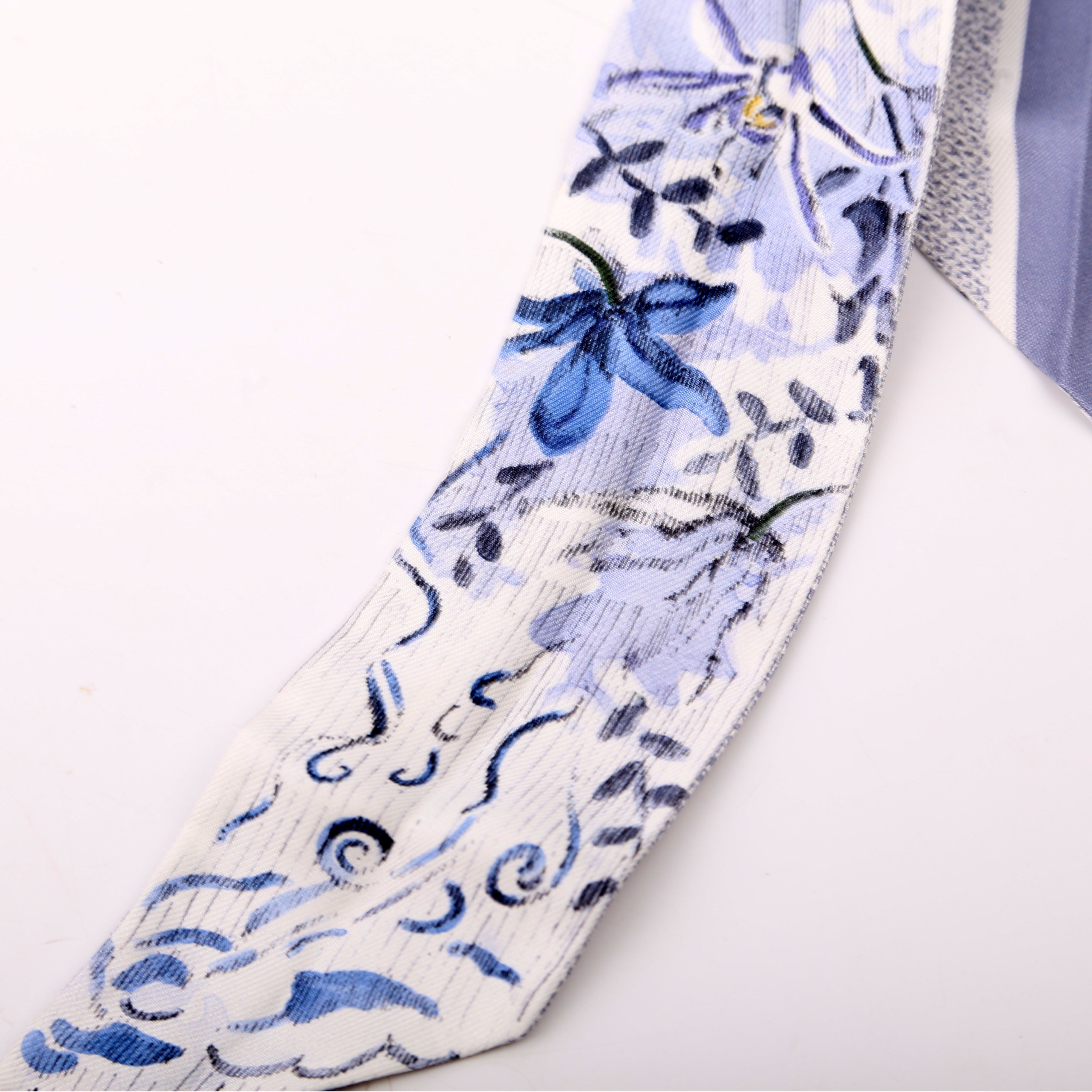 Toile De Jouy Mitzah Twilly Silk Scarf Periwinkle/White