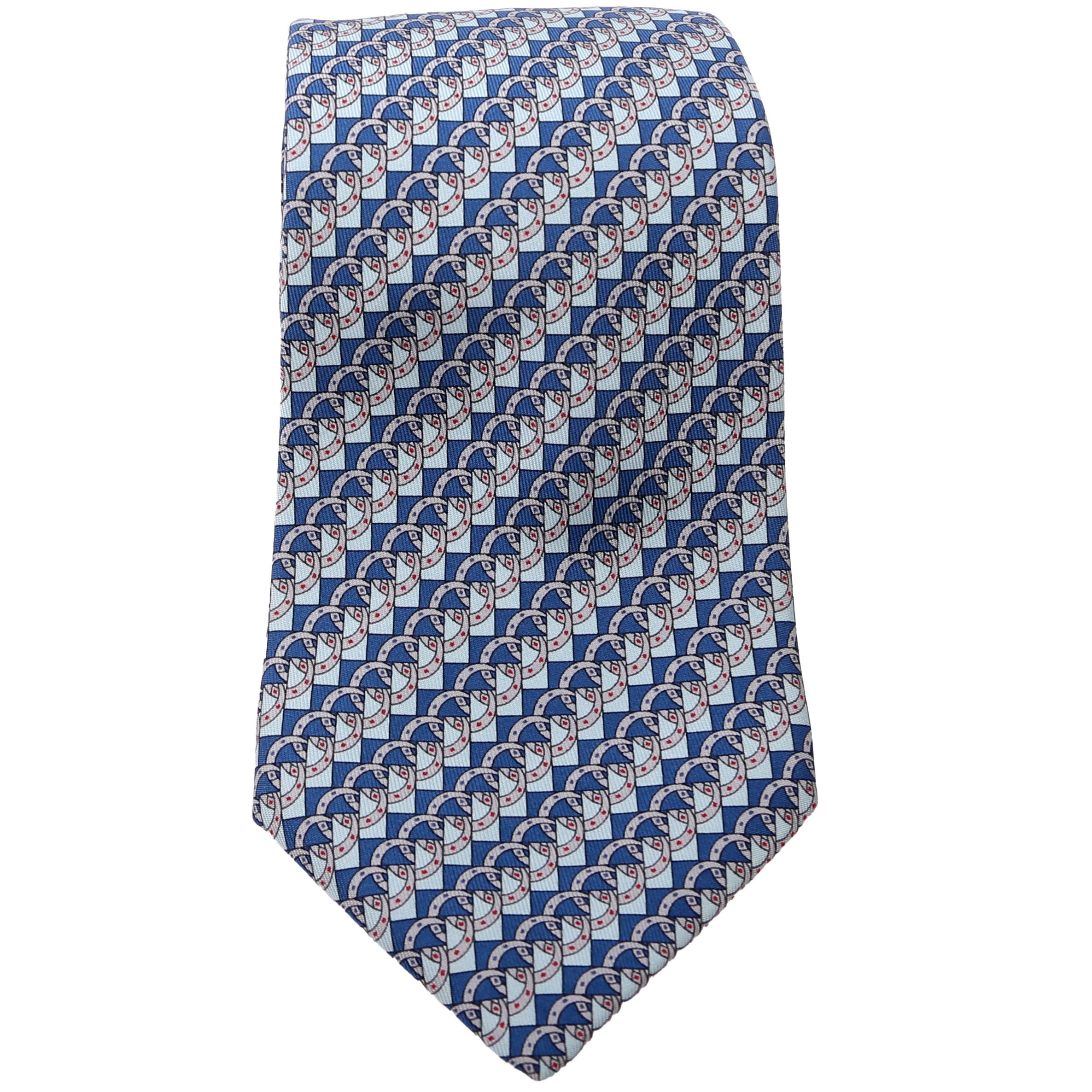 Printed Silk Tie Blue/Grey