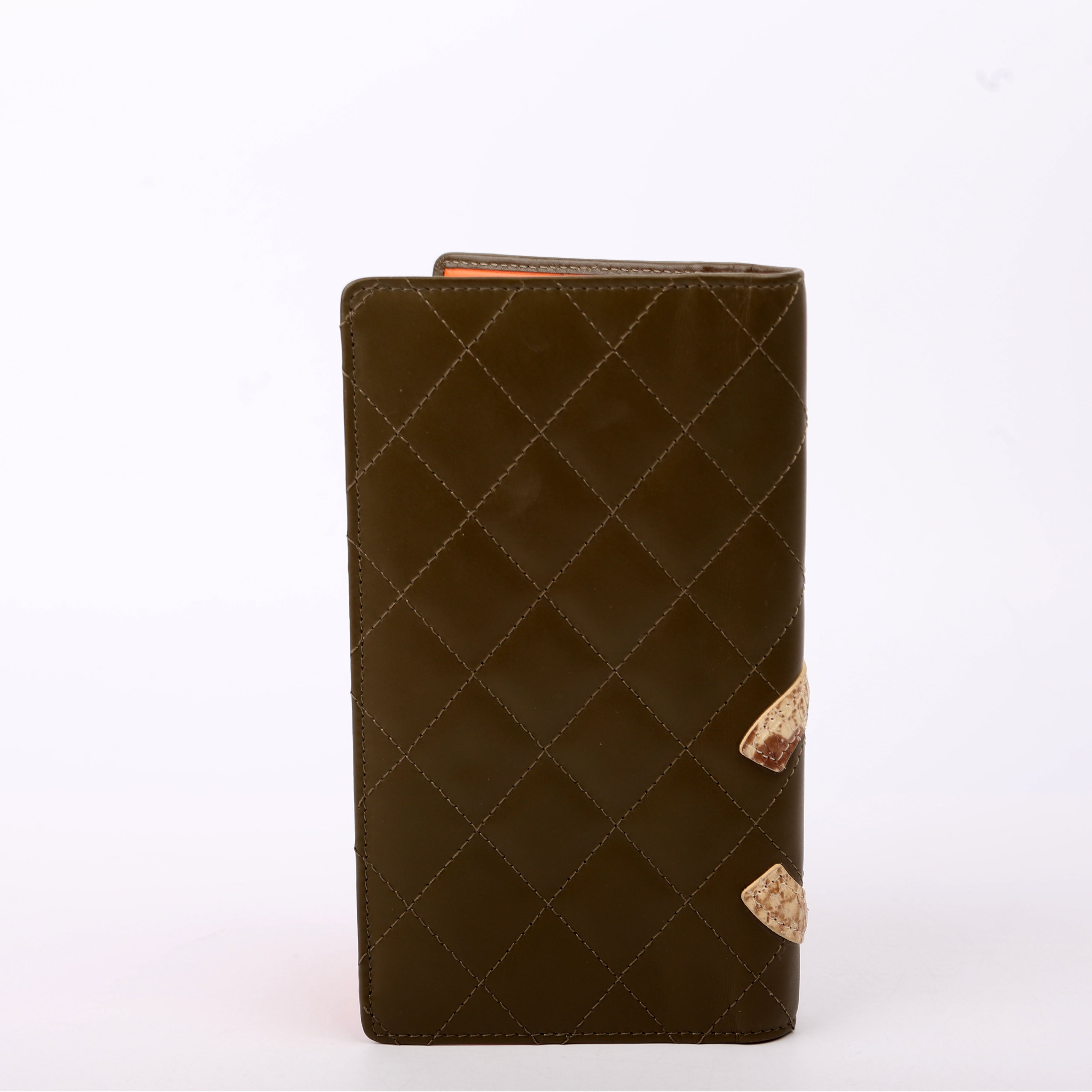 Cambon Ligne Long Wallet Lambskin/Python Green/Beige