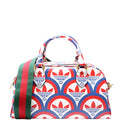 702397 Gucci X Addidas Shangai Web Trefoil Mini Duffle Red/Blue