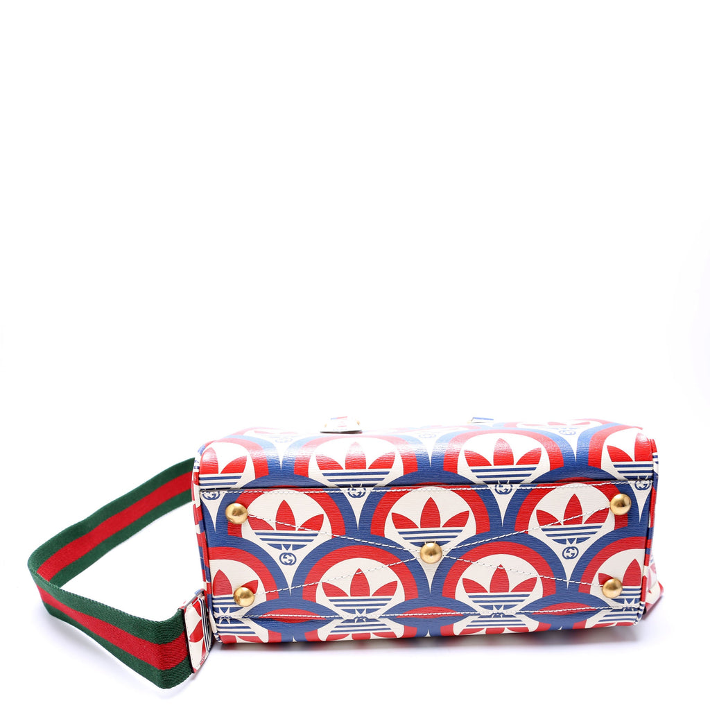 702397 Gucci X Addidas Shangai Web Trefoil Mini Duffle Red/Blue