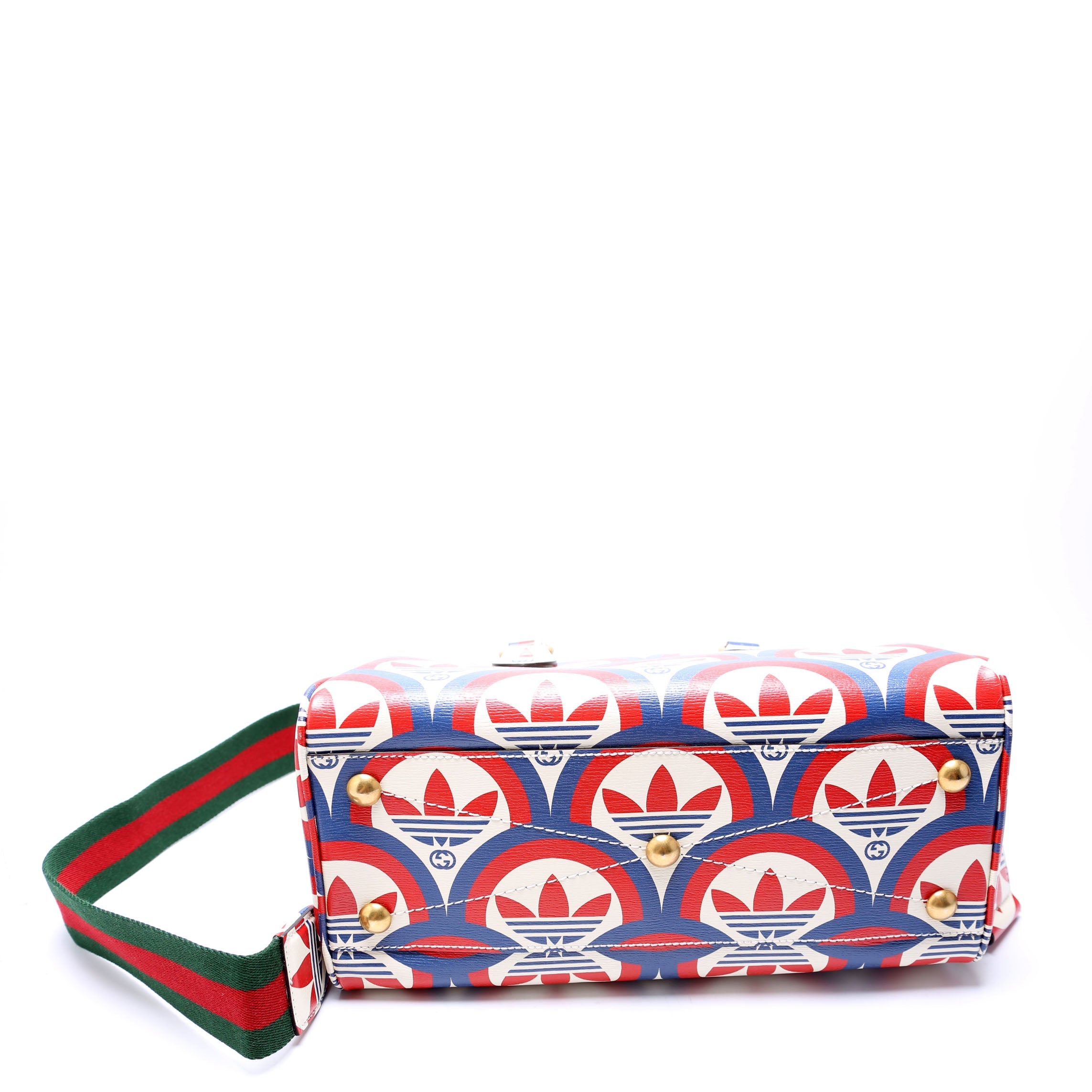 702397 Gucci X Addidas Shangai Web Trefoil Mini Duffle Red/Blue