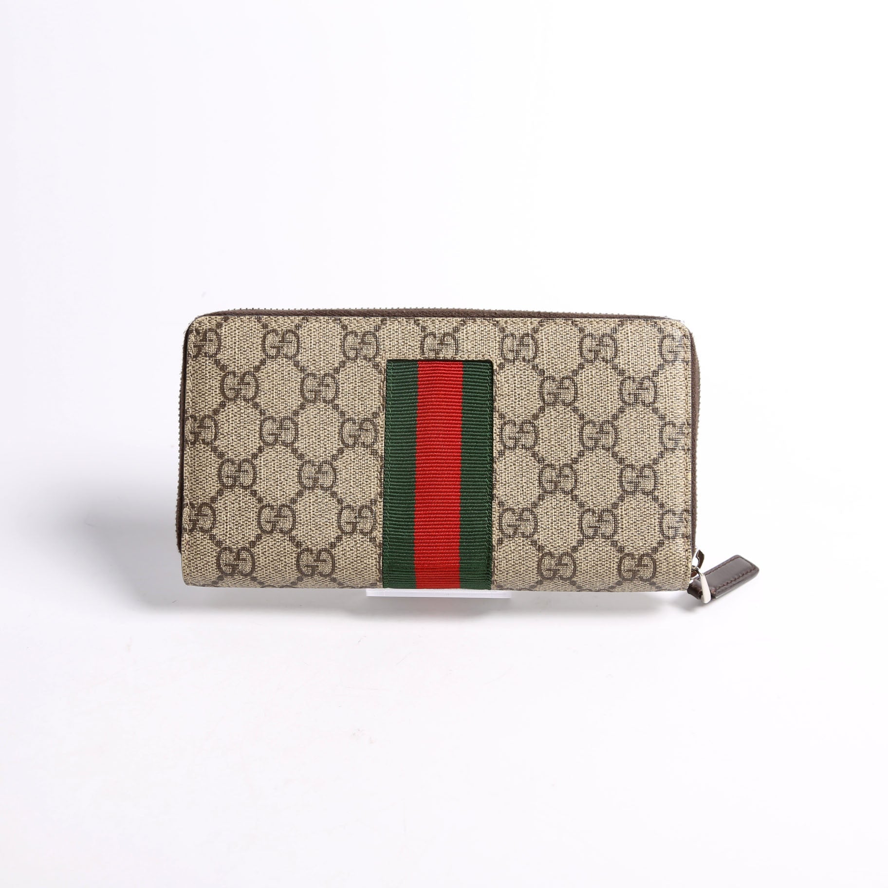 Gucci 408831 Web GG Supreme Zip Around Wallet Bee